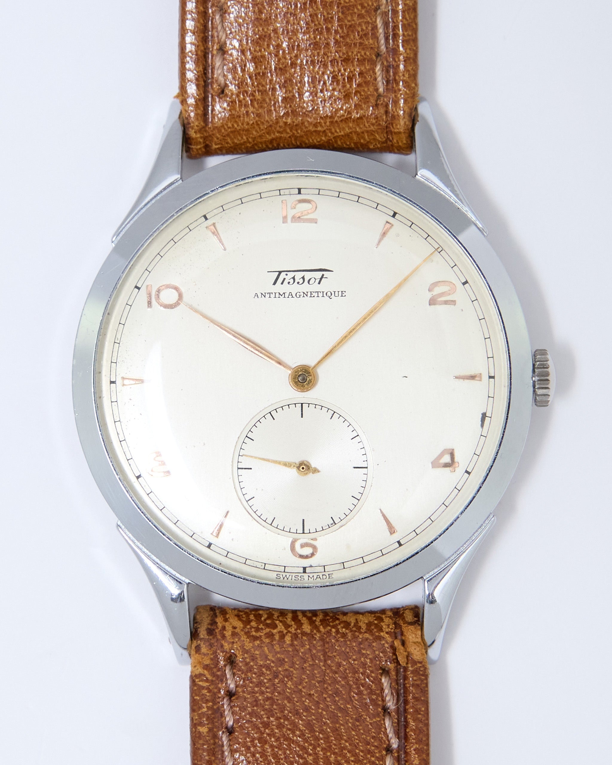 Tissot Antimagnetique 6721-4 Oversized Steel Case on Leather Strap wit