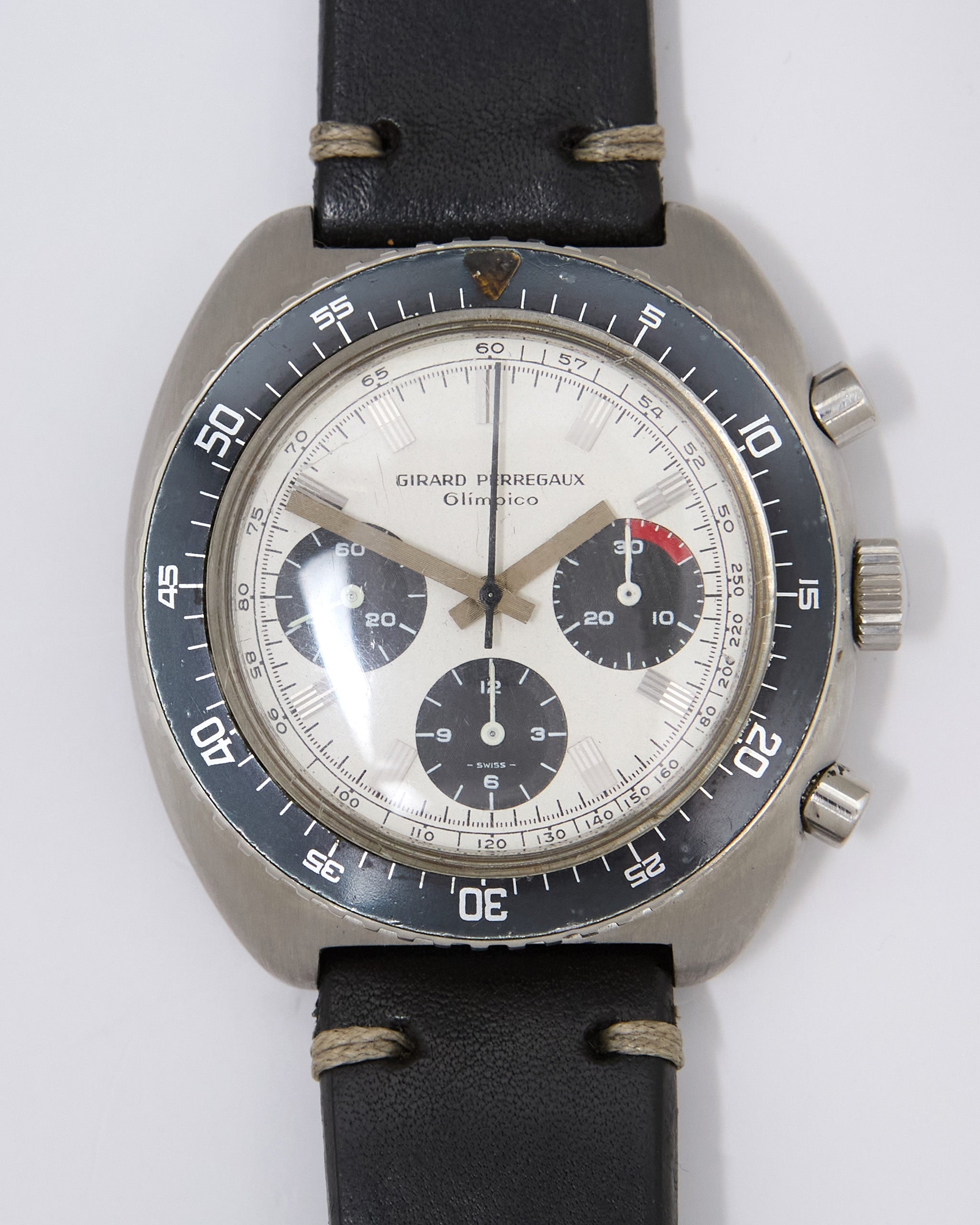 Girard Perregaux Olimpico Chronograph 9238 Manual in Steel Case with Leather Strap and Buckle