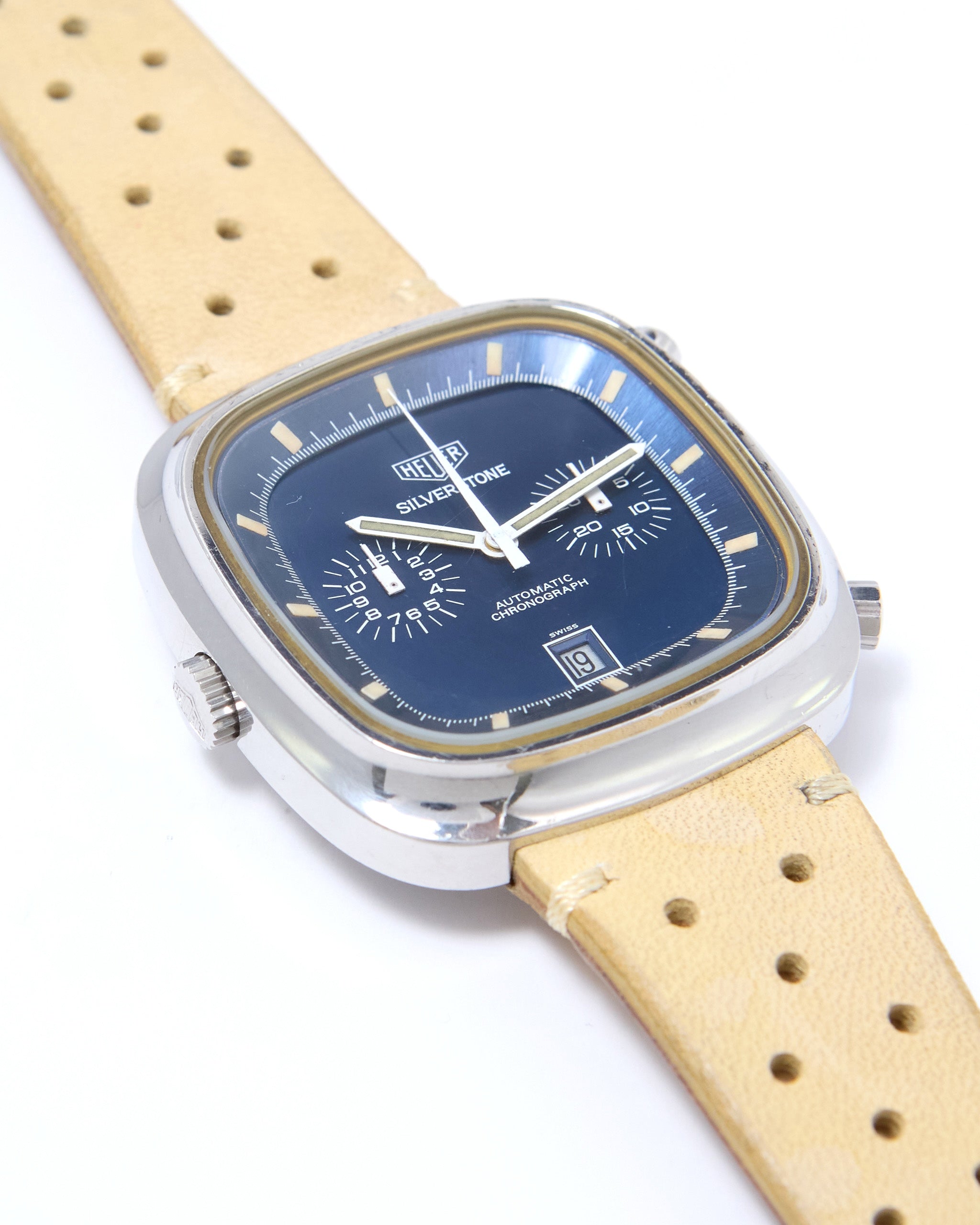 Heuer Silverstone Chronograph 110.313 with Blue Dial on Leather Strap