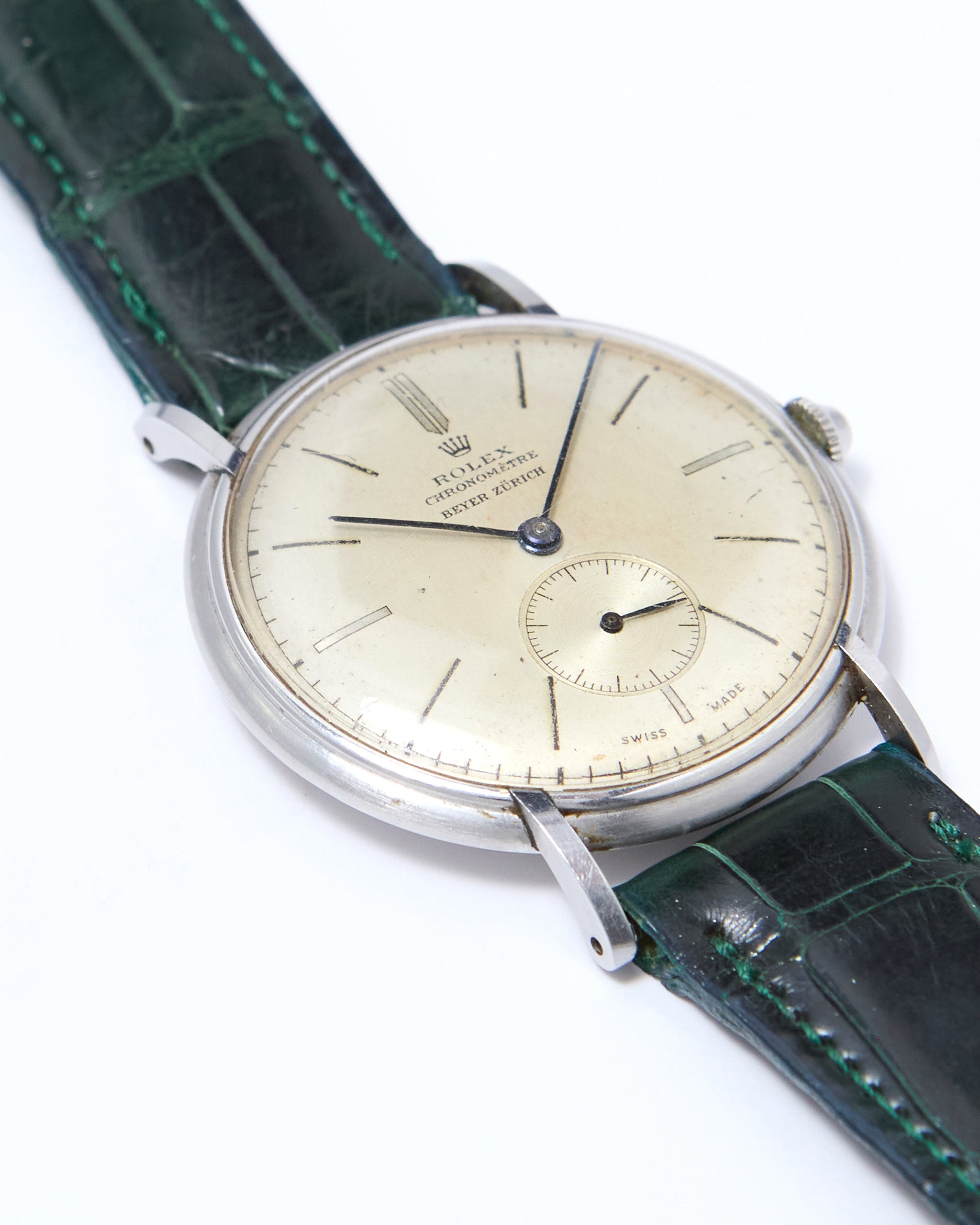 Rolex Chronometre 4218 Beyer Zurich Double Stamped Dial in Steel Case with Original Rolex Buckle