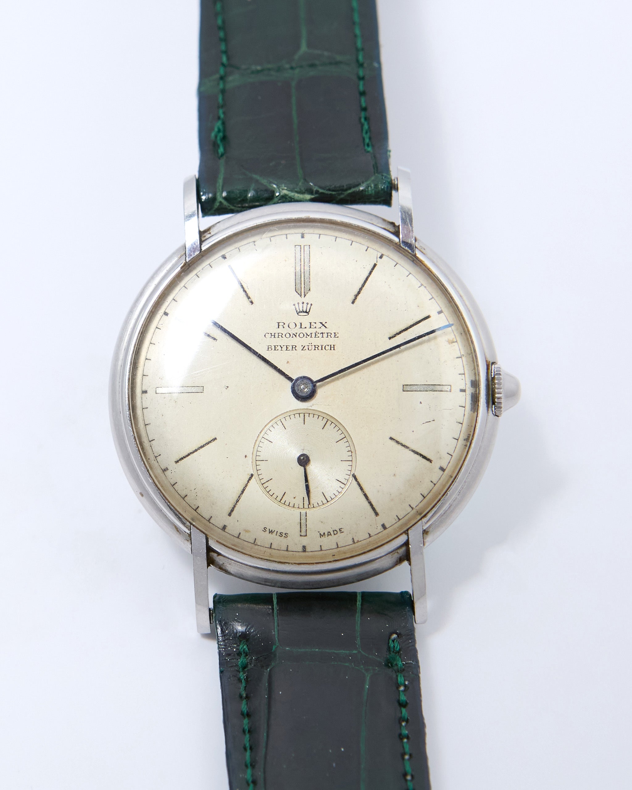 Rolex Chronometre 4218 Beyer Zurich Double Stamped Dial in Steel Case with Original Rolex Buckle