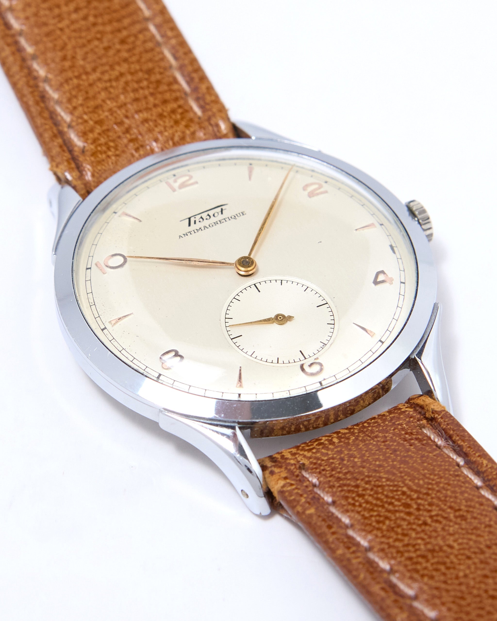 Tissot Antimagnetique 6721-4 Oversized Steel Case on Leather Strap with Original Buckle
