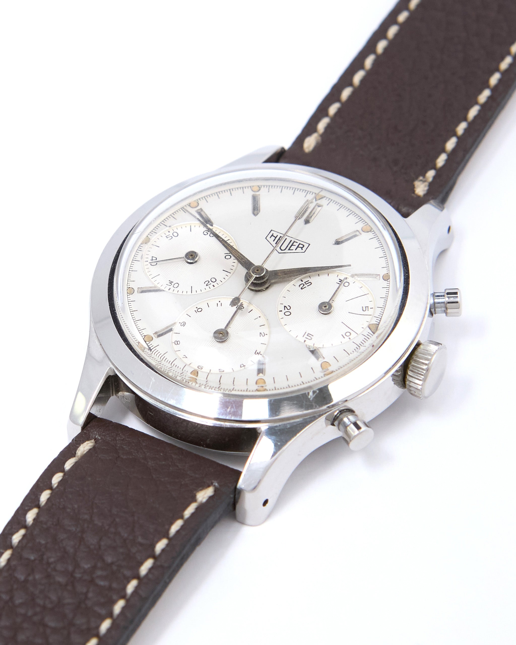 Heuer Pre-Carrera Big Eyes Chronograph with Luminous Hands and Dial on Leather Strap and Buckle