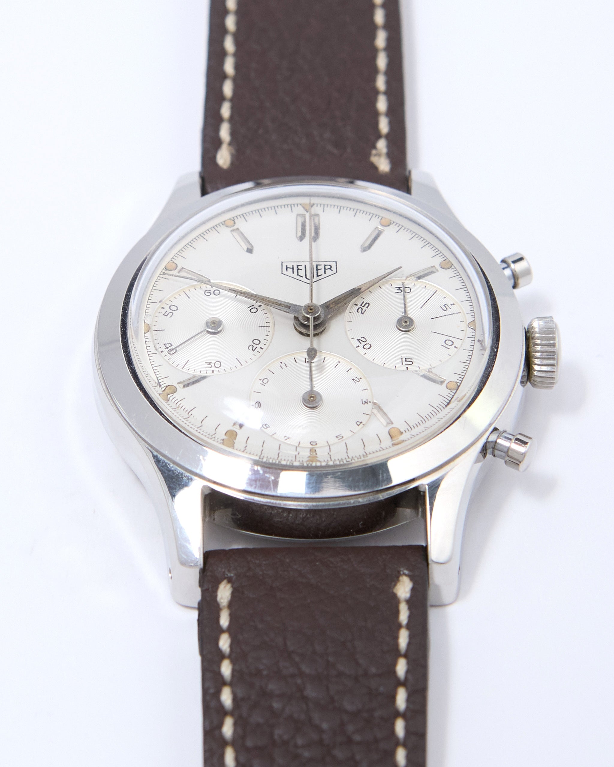 Heuer Pre-Carrera Big Eyes Chronograph with Luminous Hands and Dial on Leather Strap and Buckle