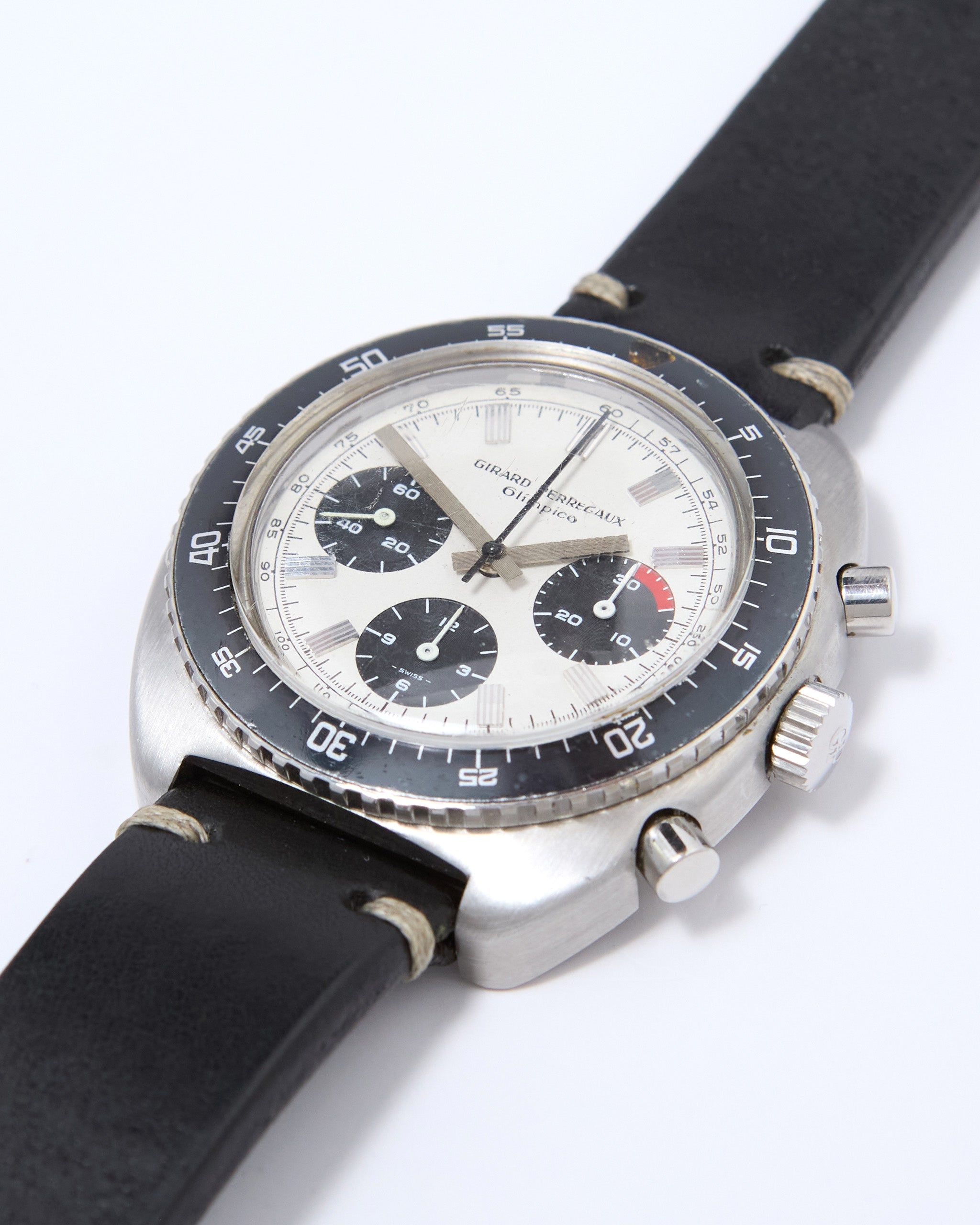 Girard Perregaux Olimpico Chronograph 9238 Manual in Steel Case with Leather Strap and Buckle