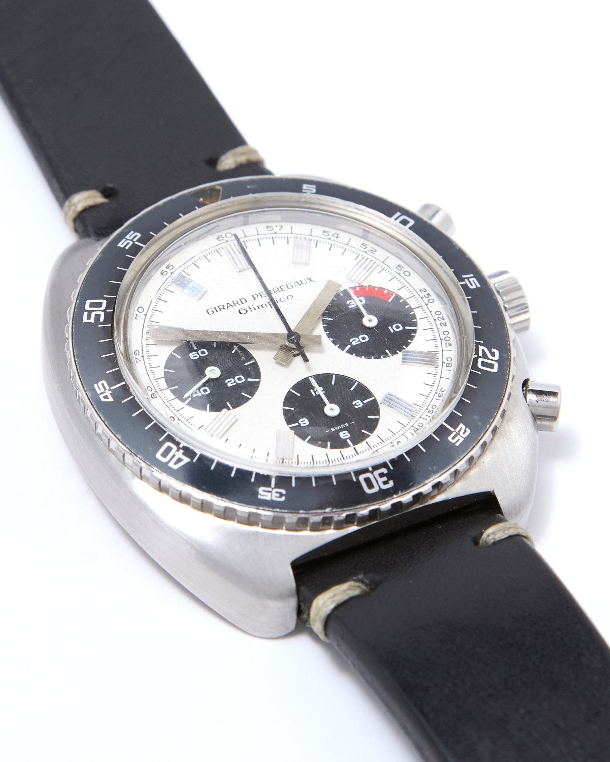 Girard Perregaux Olimpico Chronograph 9238 Manual in Steel Case with Leather Strap and Buckle