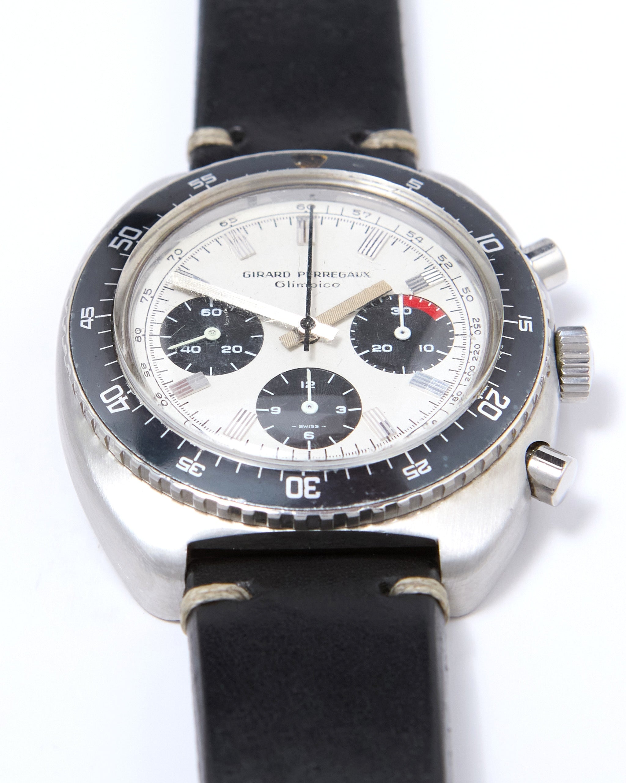 Girard Perregaux Olimpico Chronograph 9238 Manual in Steel Case with Leather Strap and Buckle