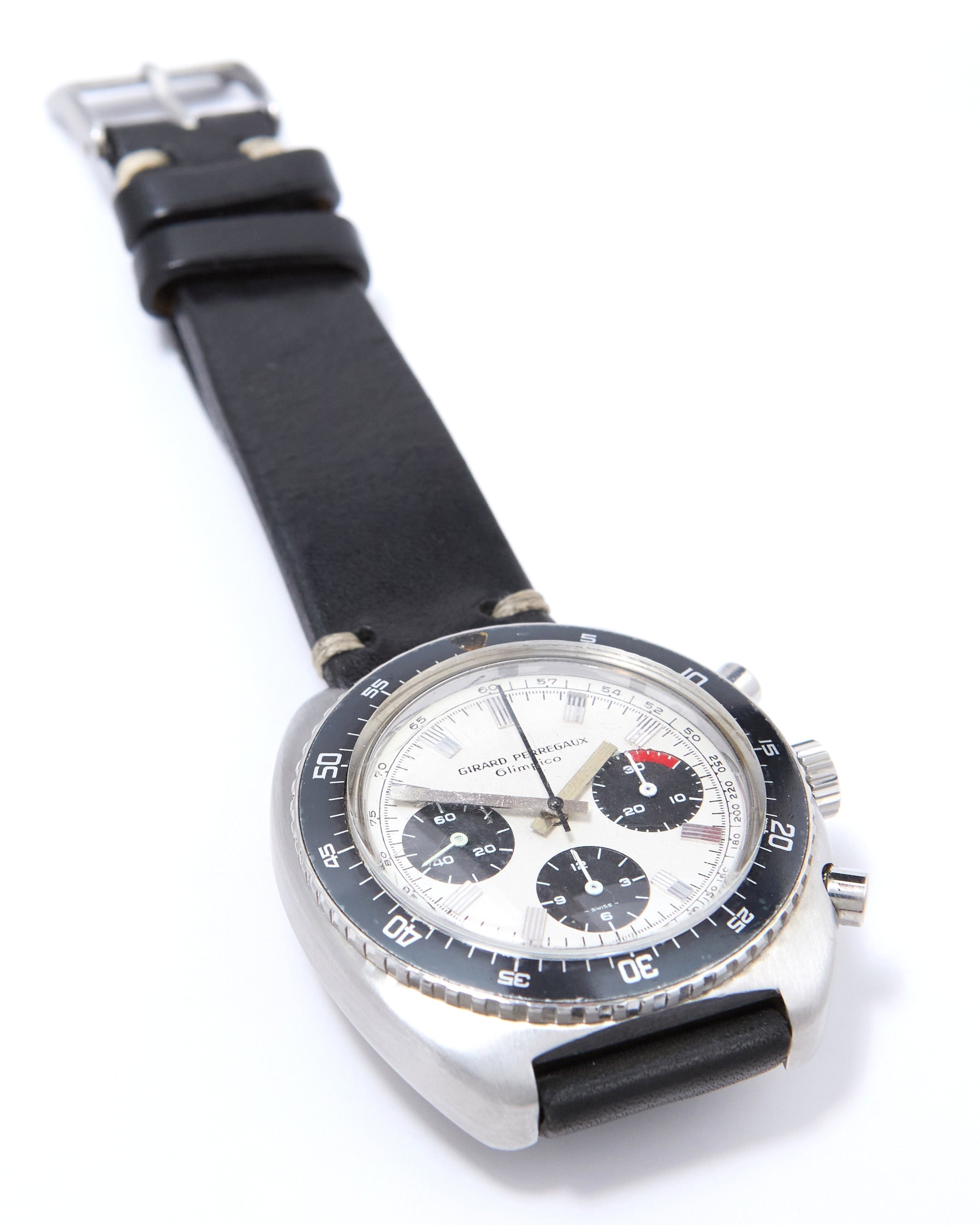 Girard Perregaux Olimpico Chronograph 9238 Manual in Steel Case with Leather Strap and Buckle