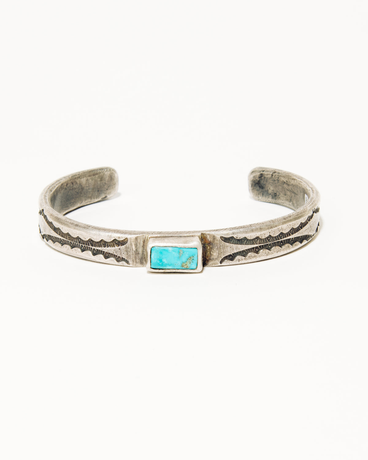 Rio Tufa Cast Sterling Silver Stacker Bracelet with Kingman Turquoise No. 2