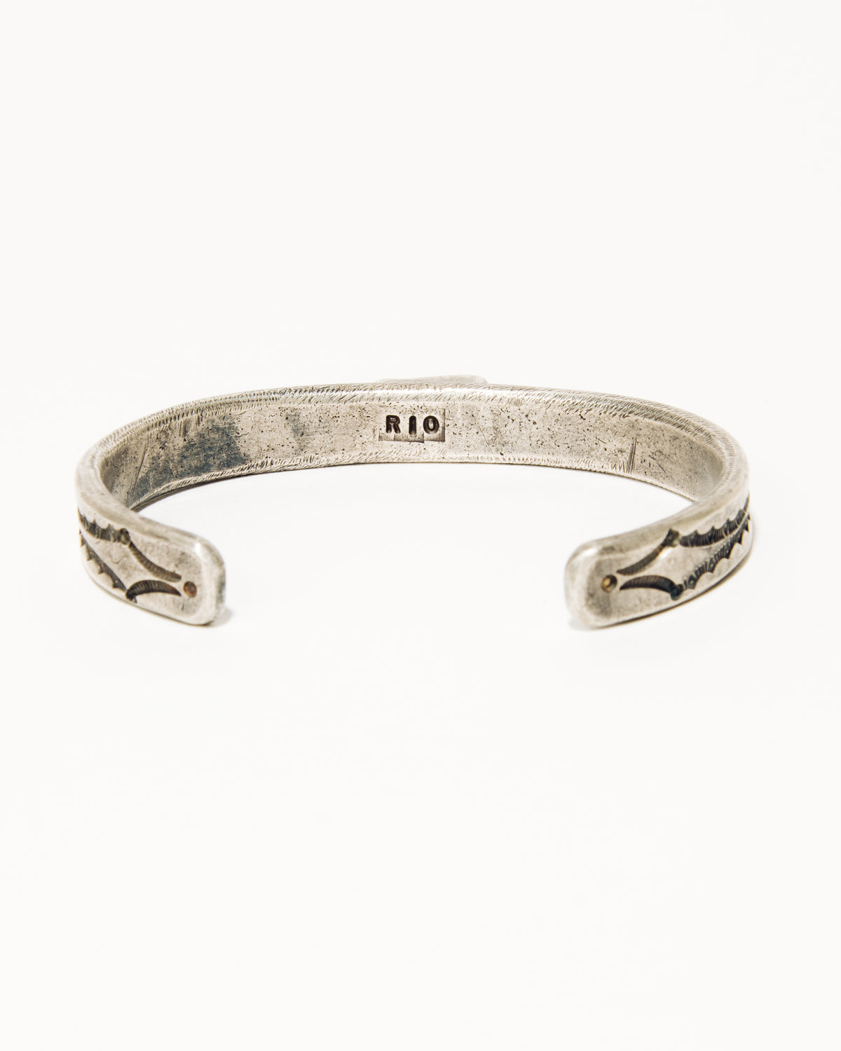 Rio Tufa Cast Sterling Silver Stacker Bracelet with Kingman Turquoise No. 2
