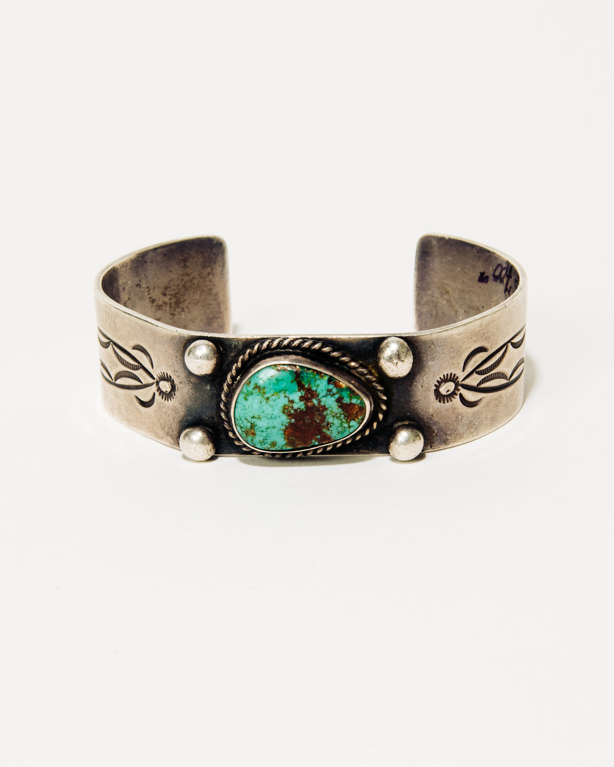 Navajo Sterling Silver Stone Cuff, 1950s
