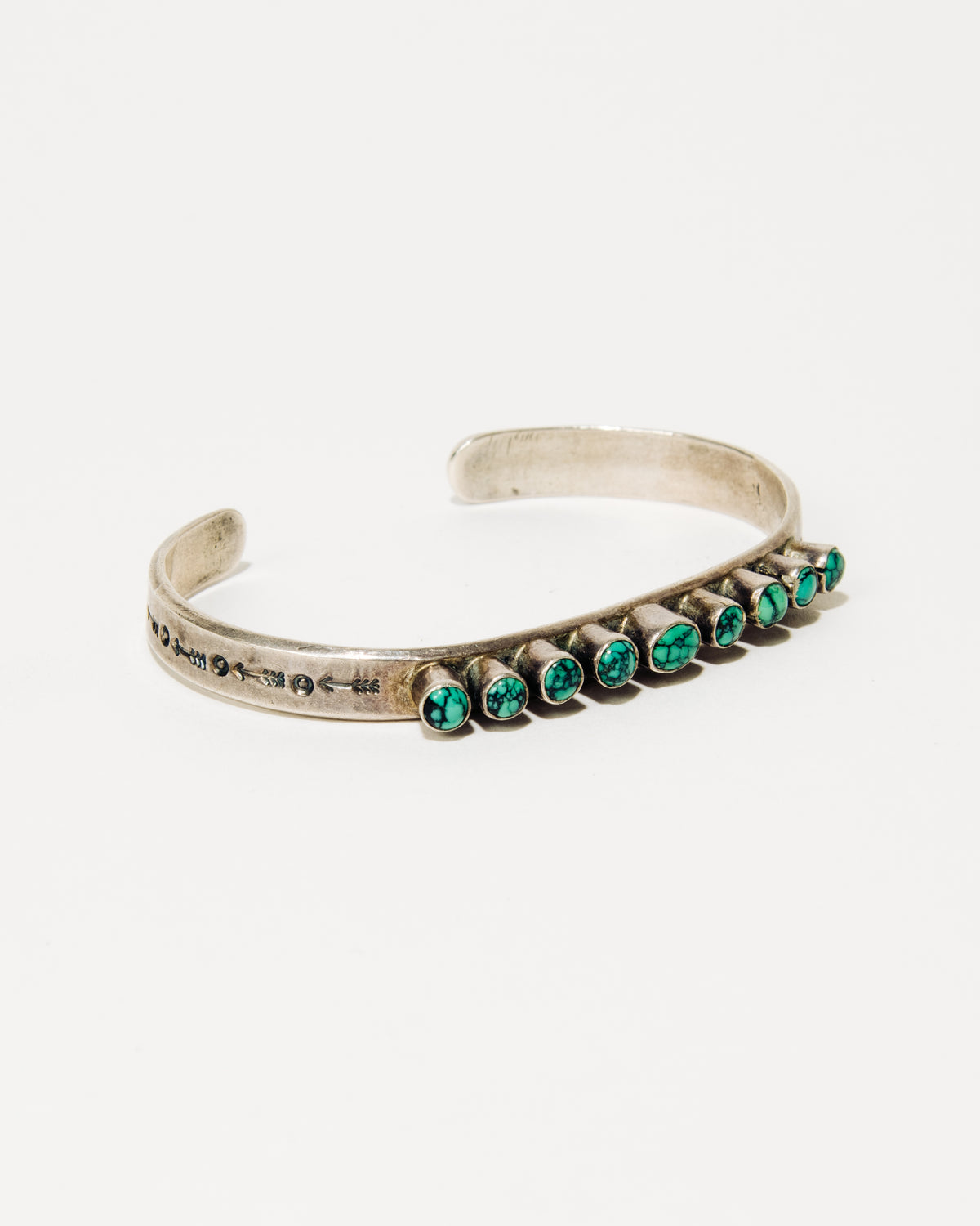 Bobby Apachito Navajo Stamped Sterling Silver and Turquoise Bracelet, c. 1980s–90s, Size 6.5