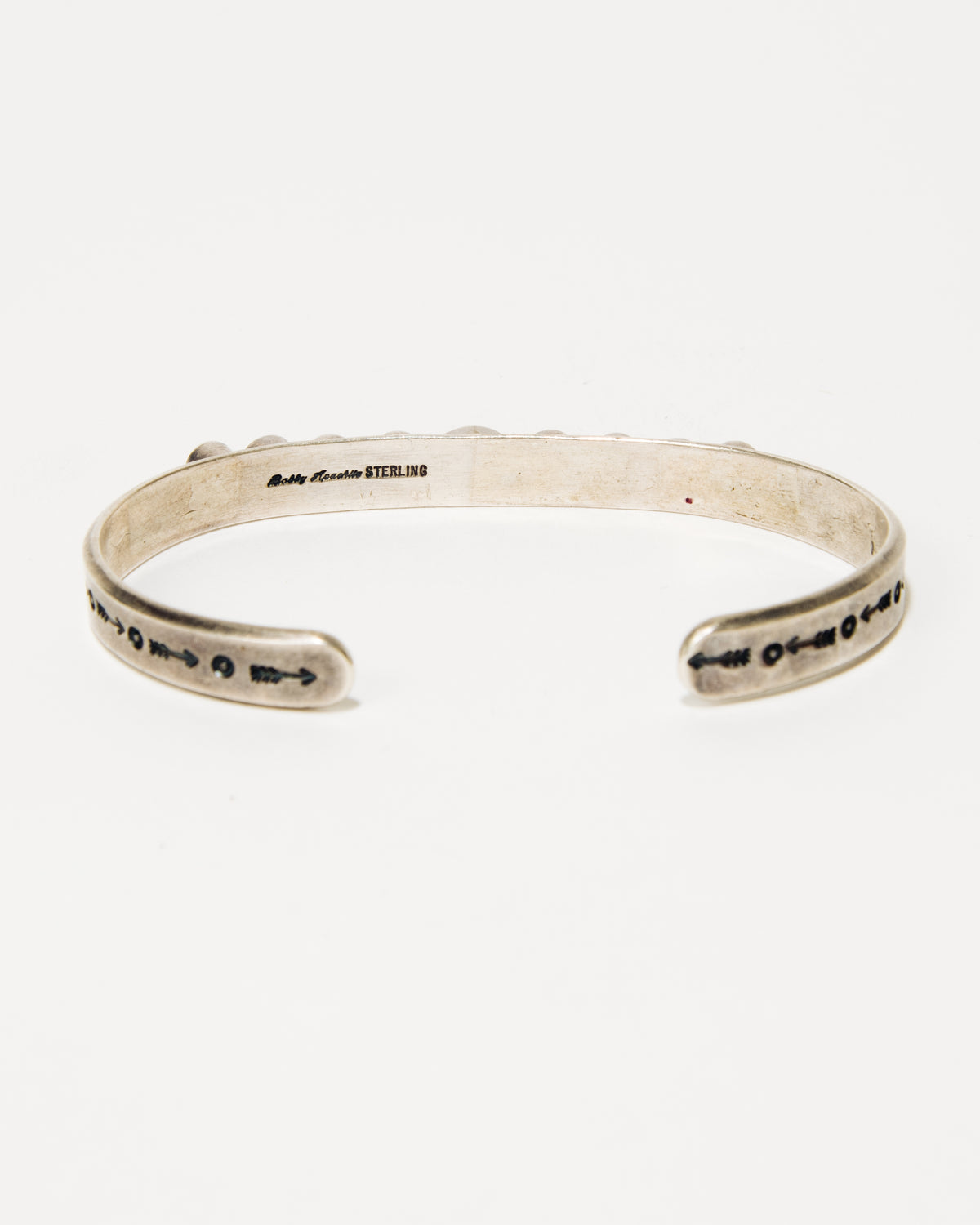 Bobby Apachito Navajo Stamped Sterling Silver and Turquoise Bracelet, c. 1980s–90s, Size 6.5