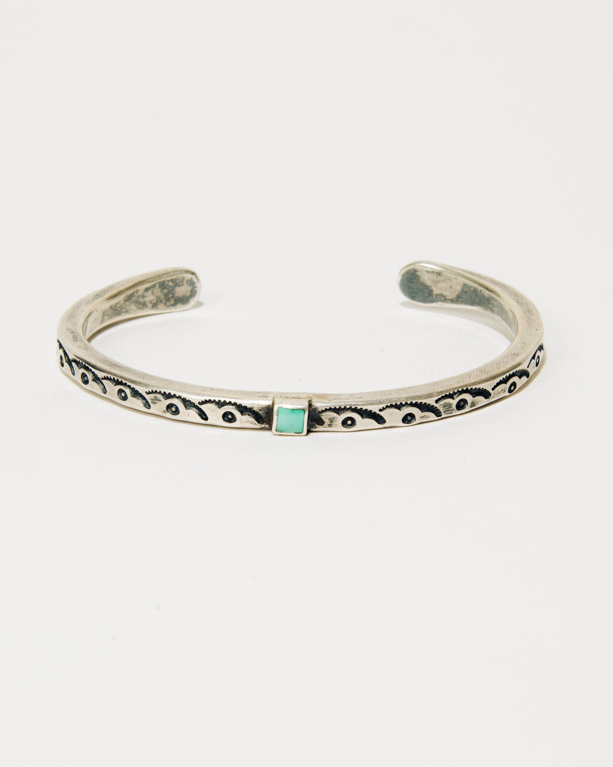 Isaac Peterson Sterling Silver Stacker Bracelet with Lone Mountain Turquoise