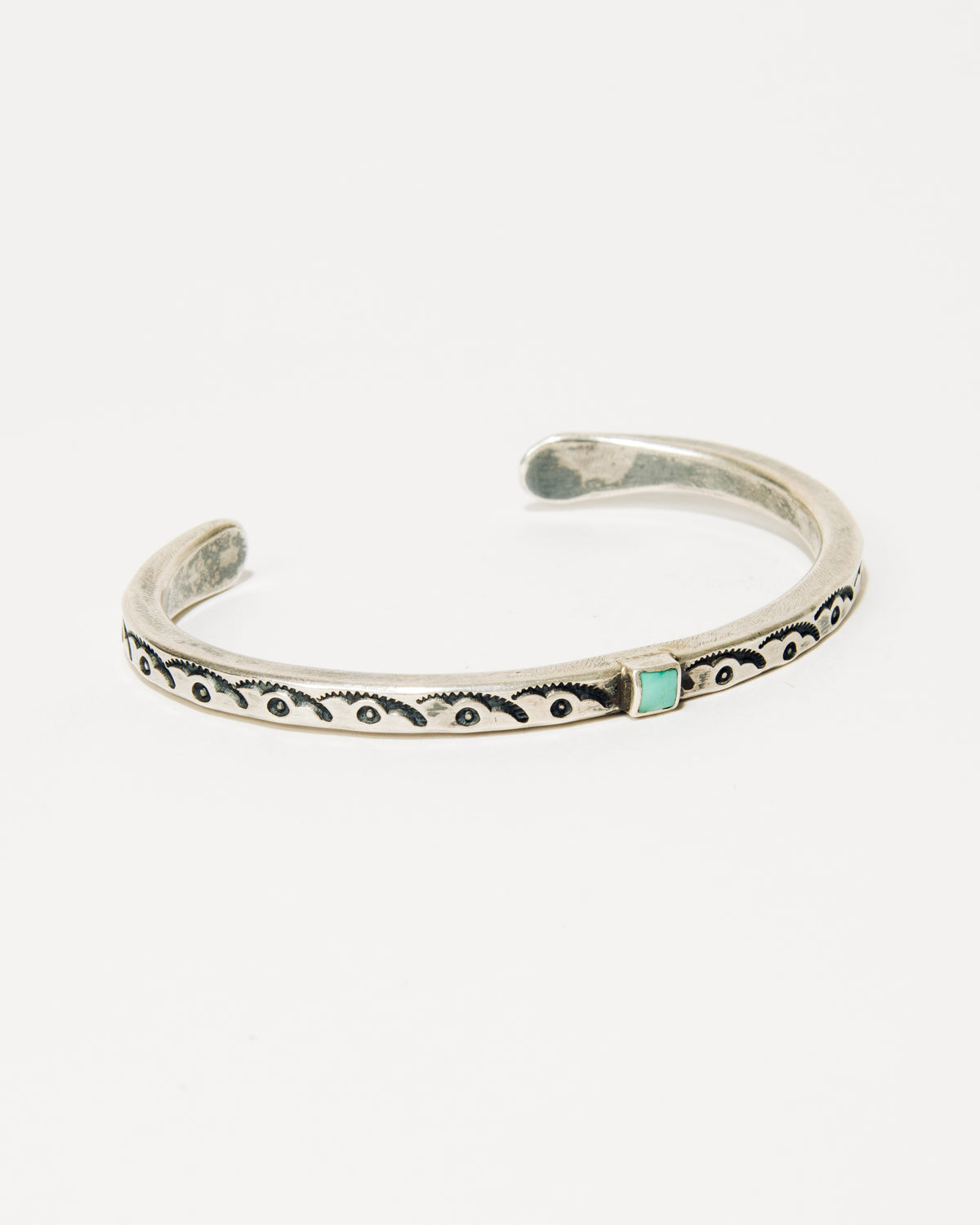 Isaac Peterson Sterling Silver Stacker Bracelet with Lone Mountain Turquoise