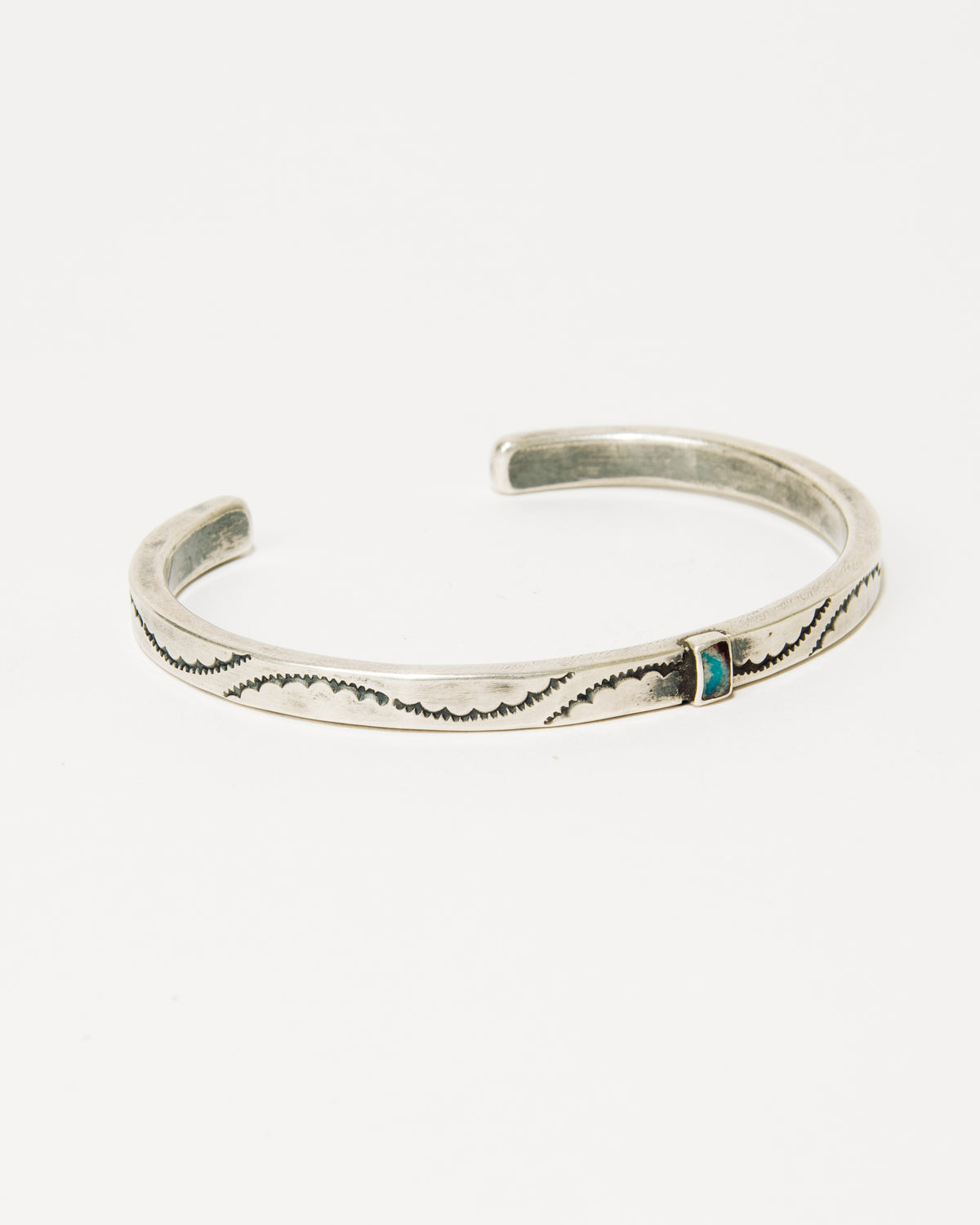 Isaac Peterson Sterling Silver Stacker Bracelet with Bisbee Turquoise