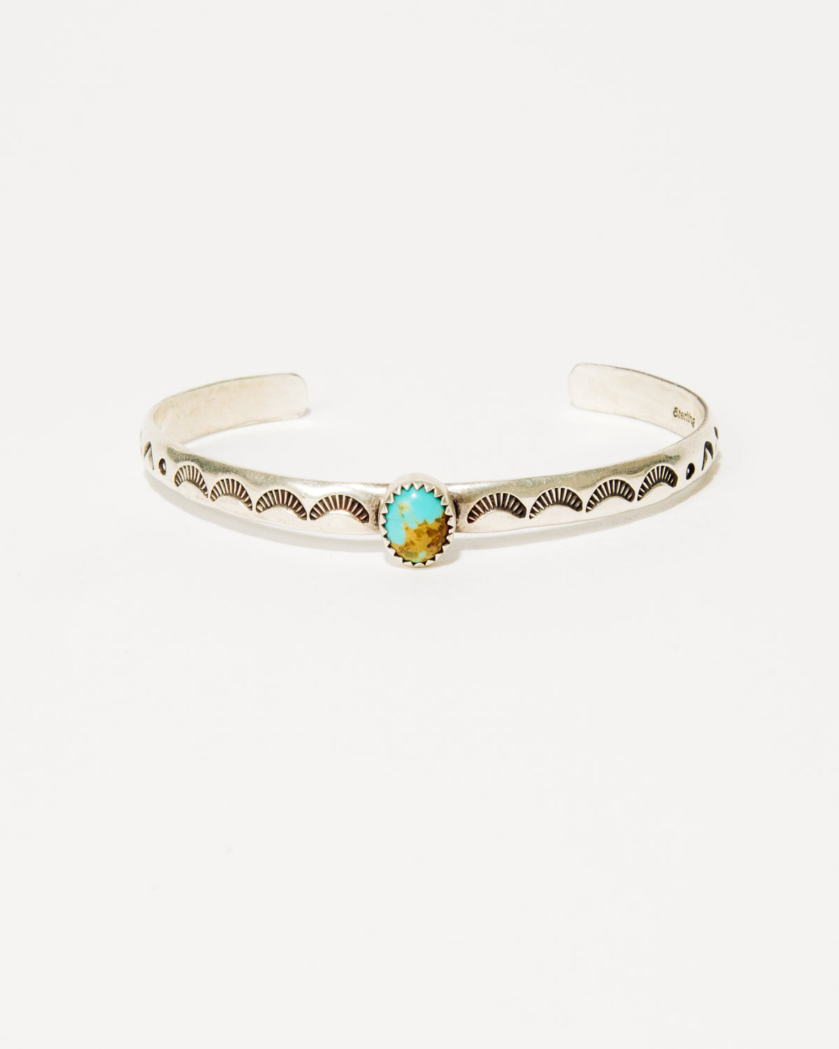Navajo Stamped Cuff with Nevada Turquoise