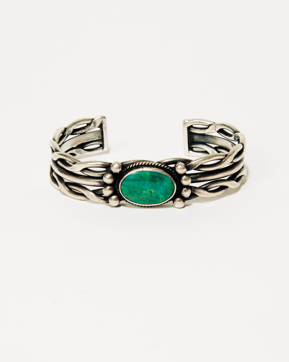 Braided Wire Cuff with Oval Stone