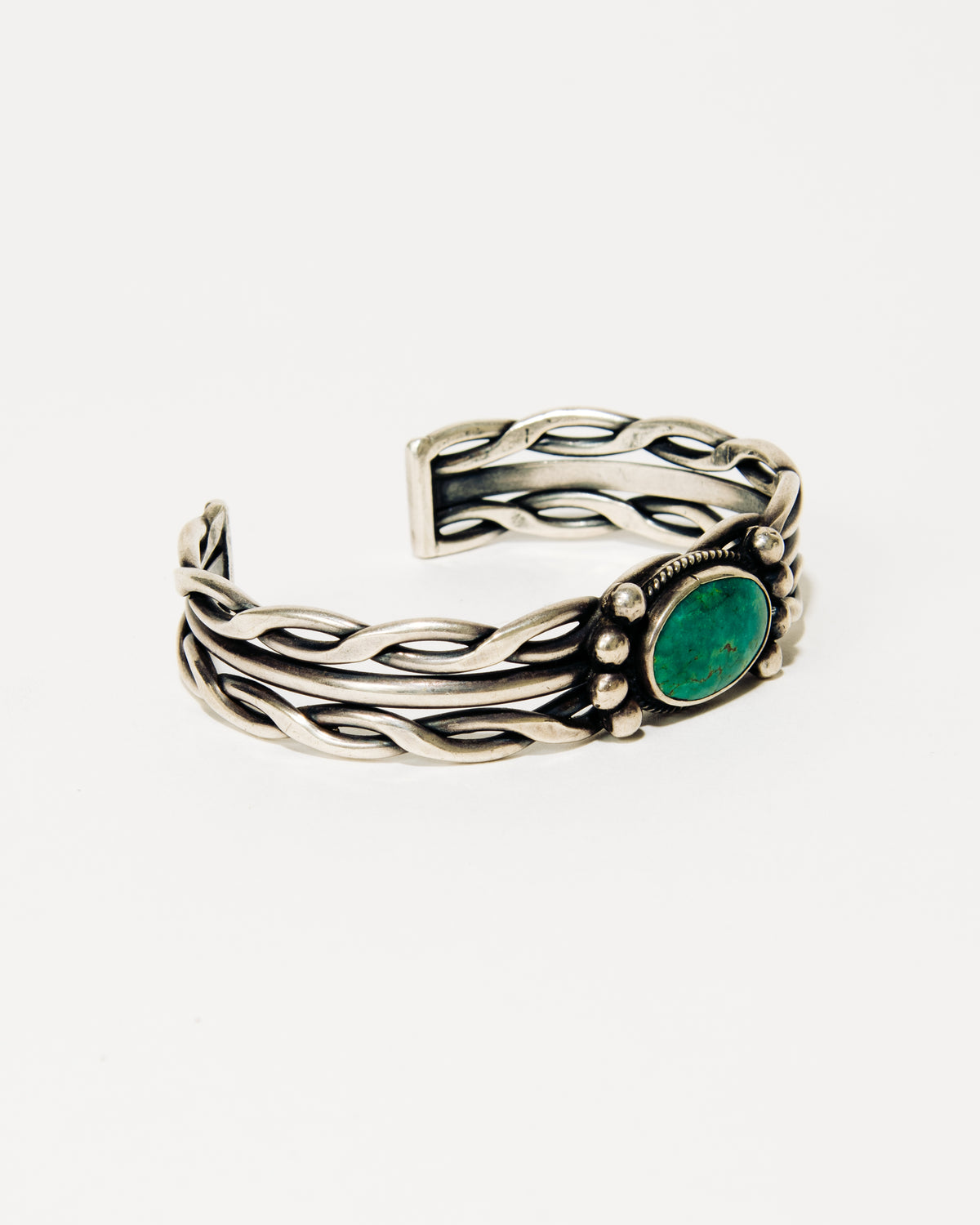 Braided Wire Cuff with Oval Stone