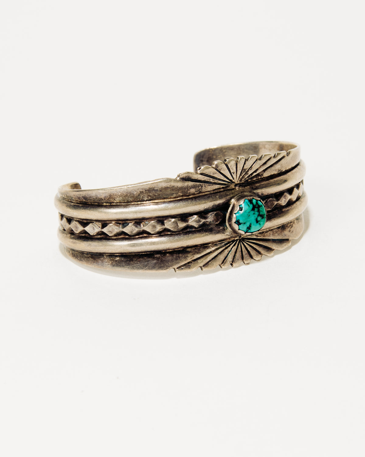 Wide Sterling Silver Cuff with Turquoise Accent