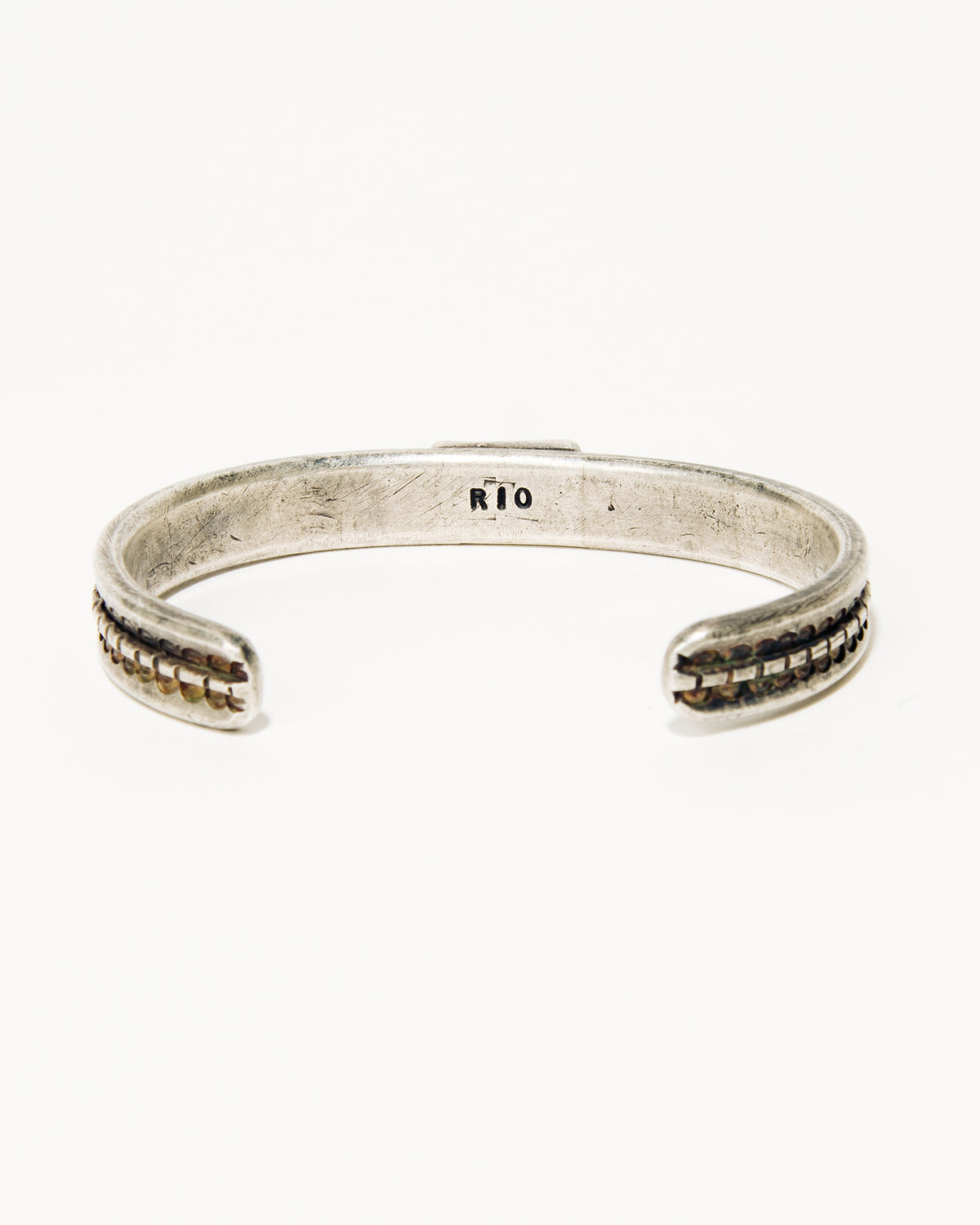 Rio Tufa Cast Sterling Silver Stacker Bracelet with Kingman Turquoise No. 1