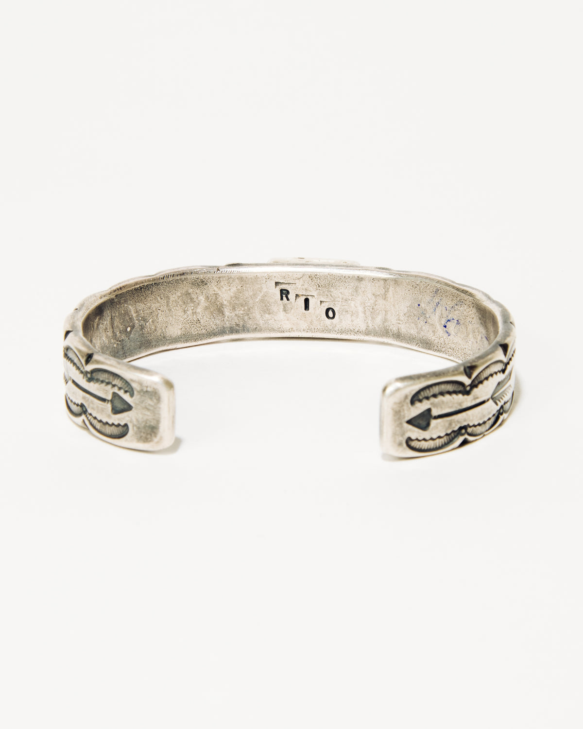 Rio Tufa Cast and Stamped Sterling Silver Stacker Bracelet with Fox Turquoise