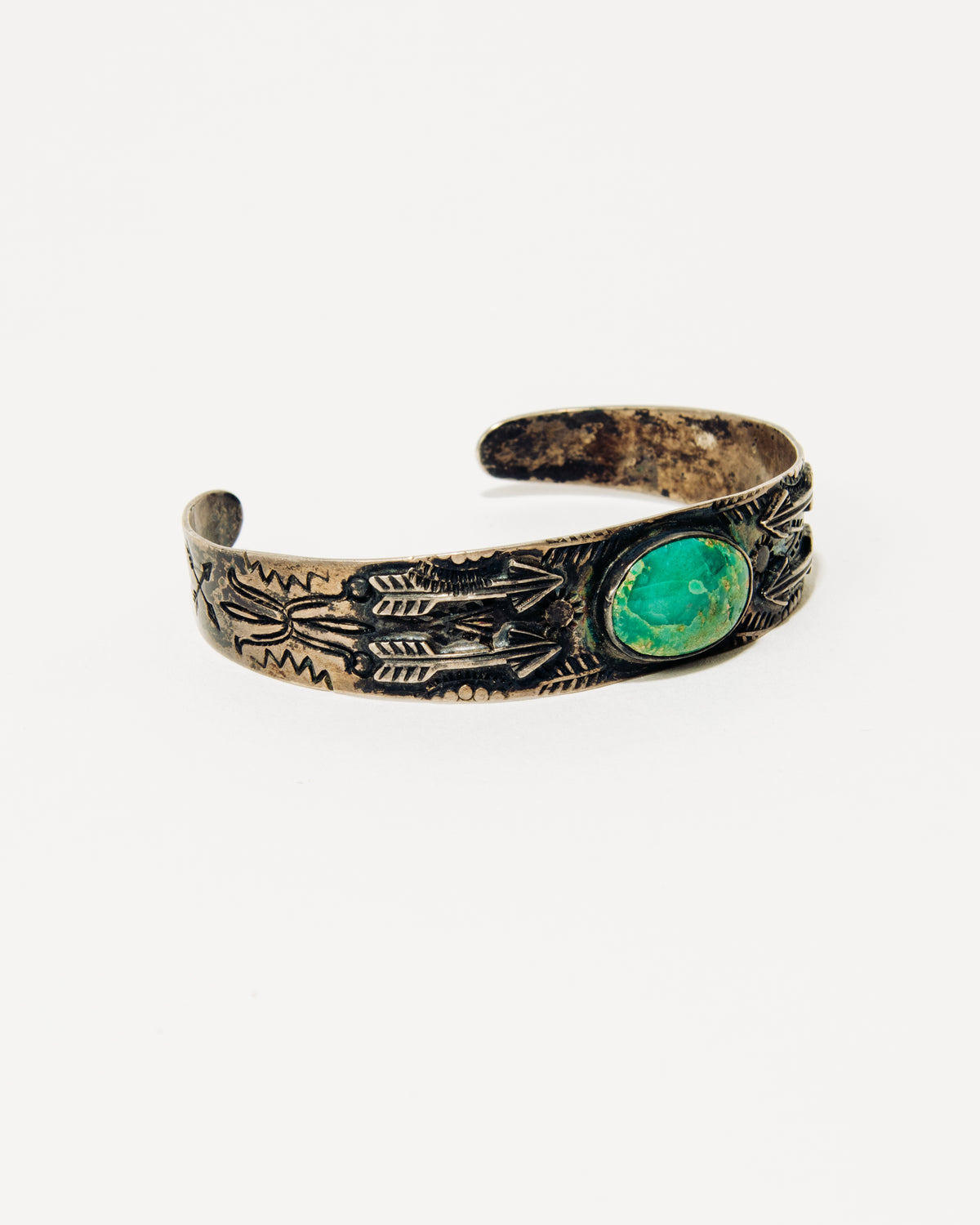 Arrow Design Cuff with Turquoise Stone