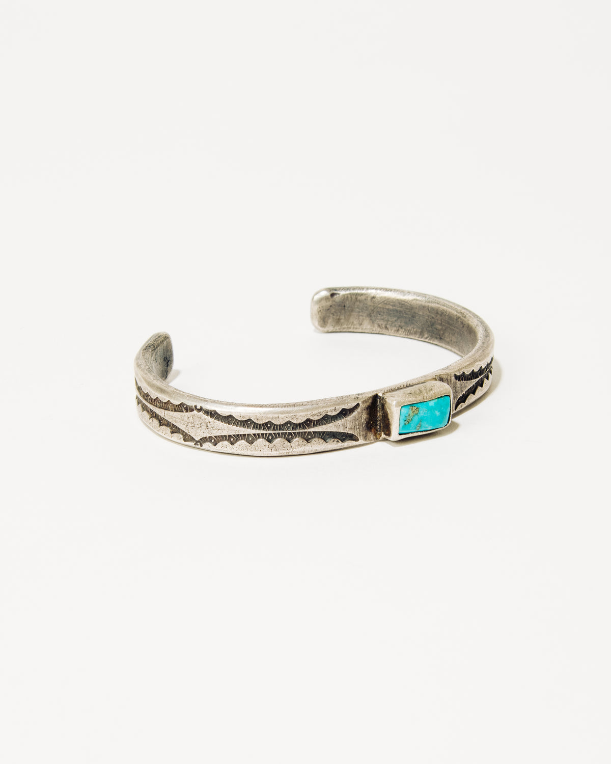 Rio Tufa Cast Sterling Silver Stacker Bracelet with Kingman Turquoise No. 2