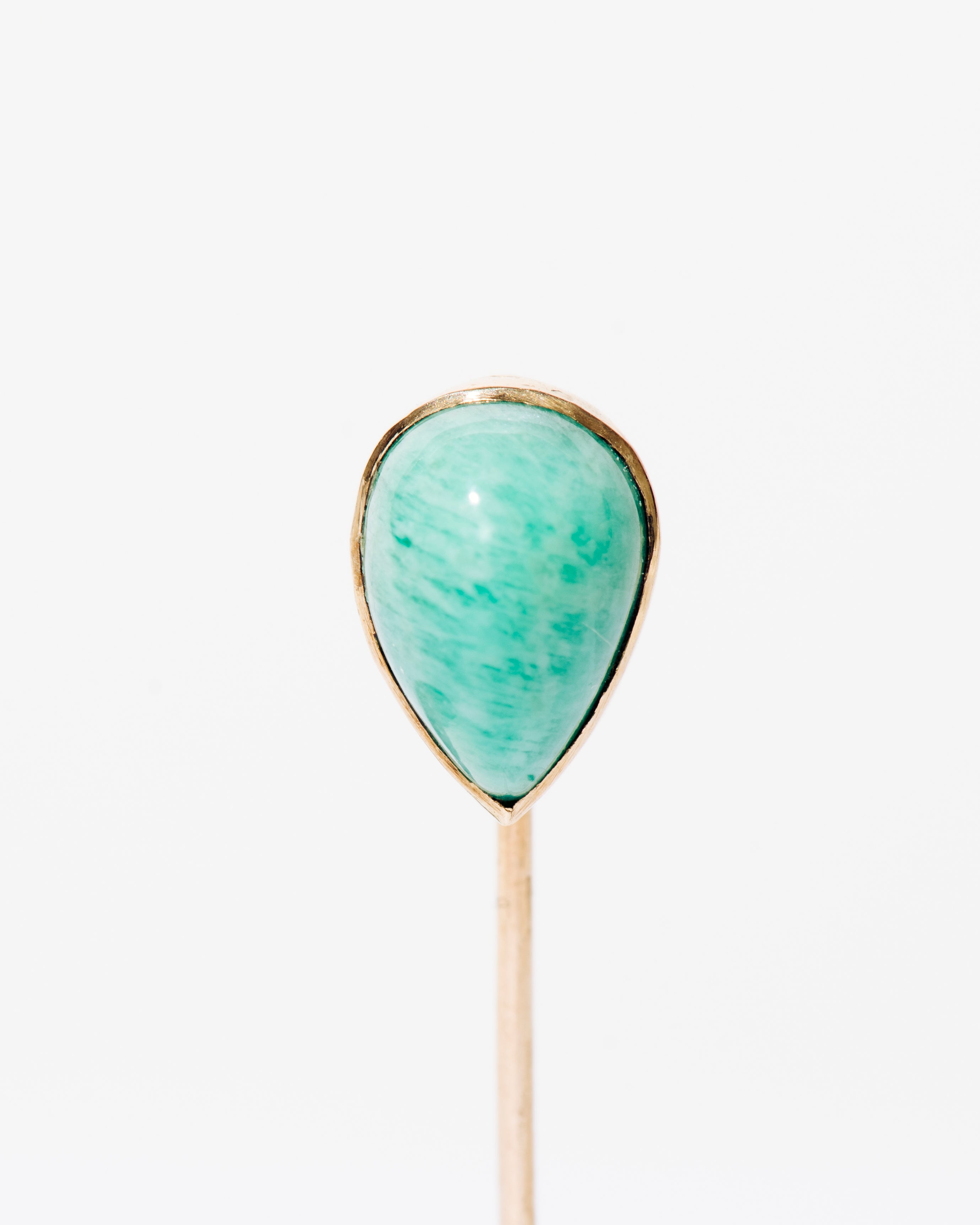 Pear-Shaped Amazonite Cabochon Stick Pin