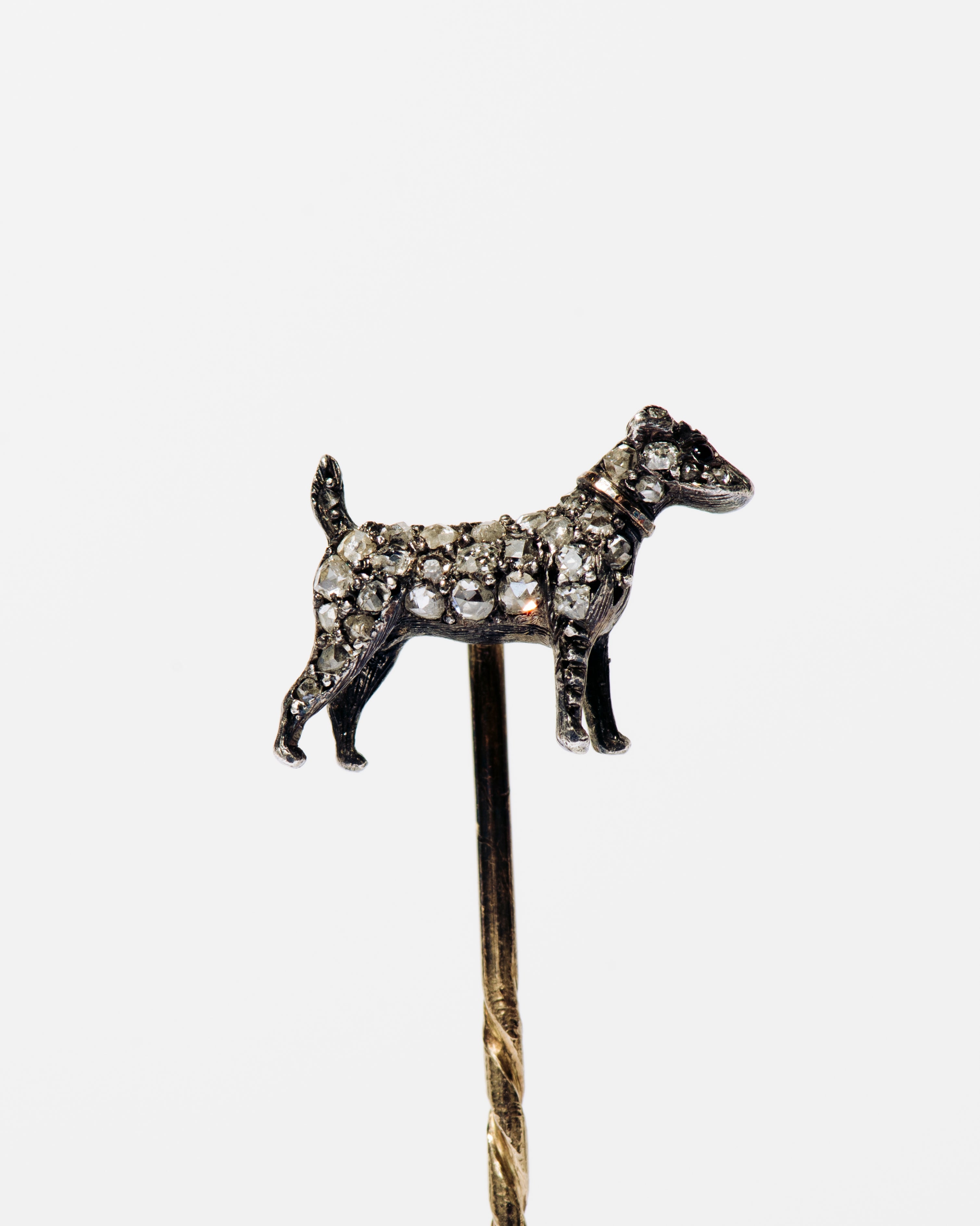 Diamond-Set Terrier Dog Stick Pin