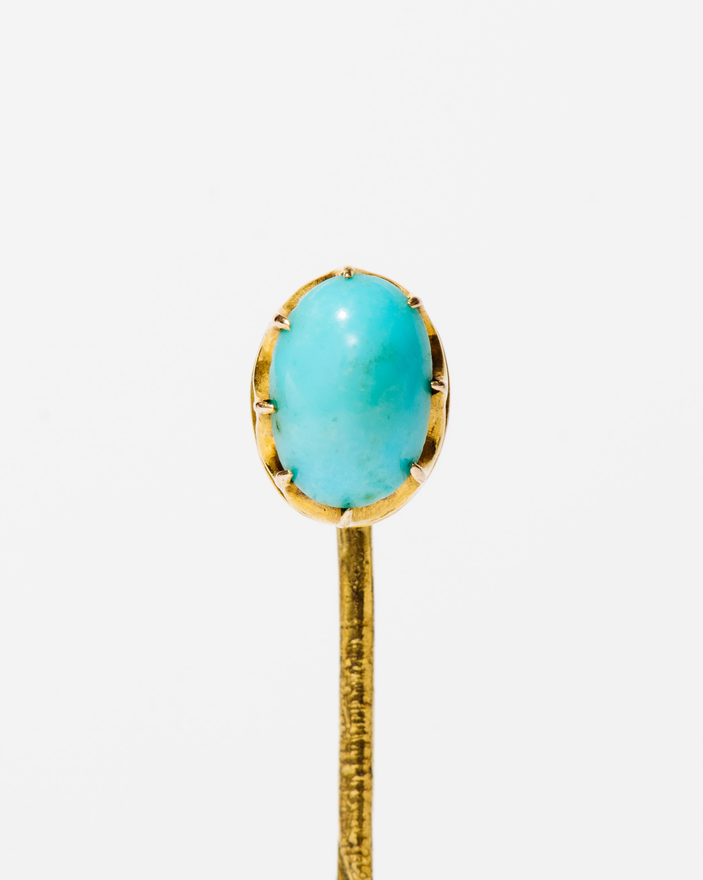 Gold Stick Pin with Turquoise Oval Cabochon