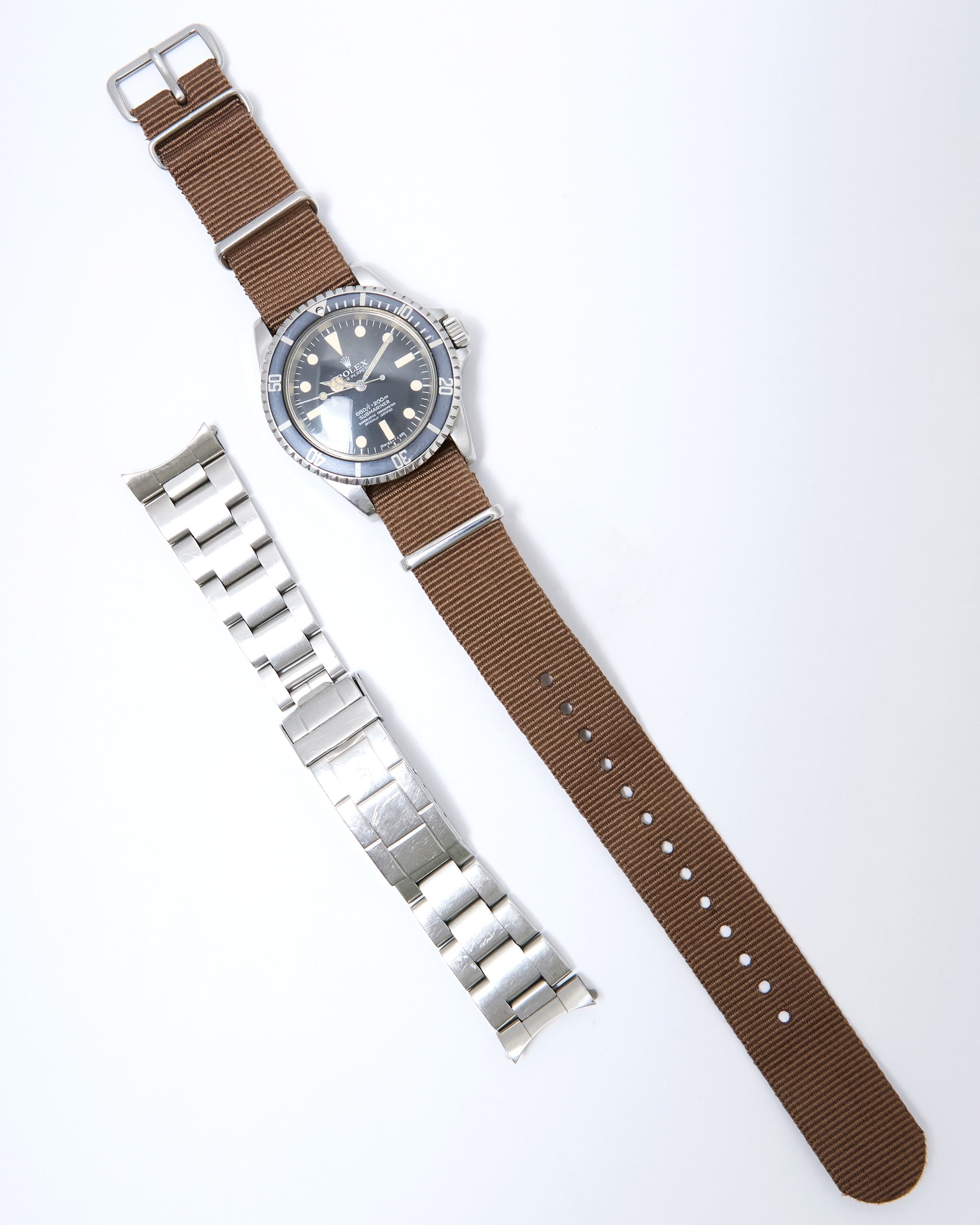 Rolex Submariner 5512 Faded Bezel with Maxi Dial on Oyster Bracelet and Nato Strap