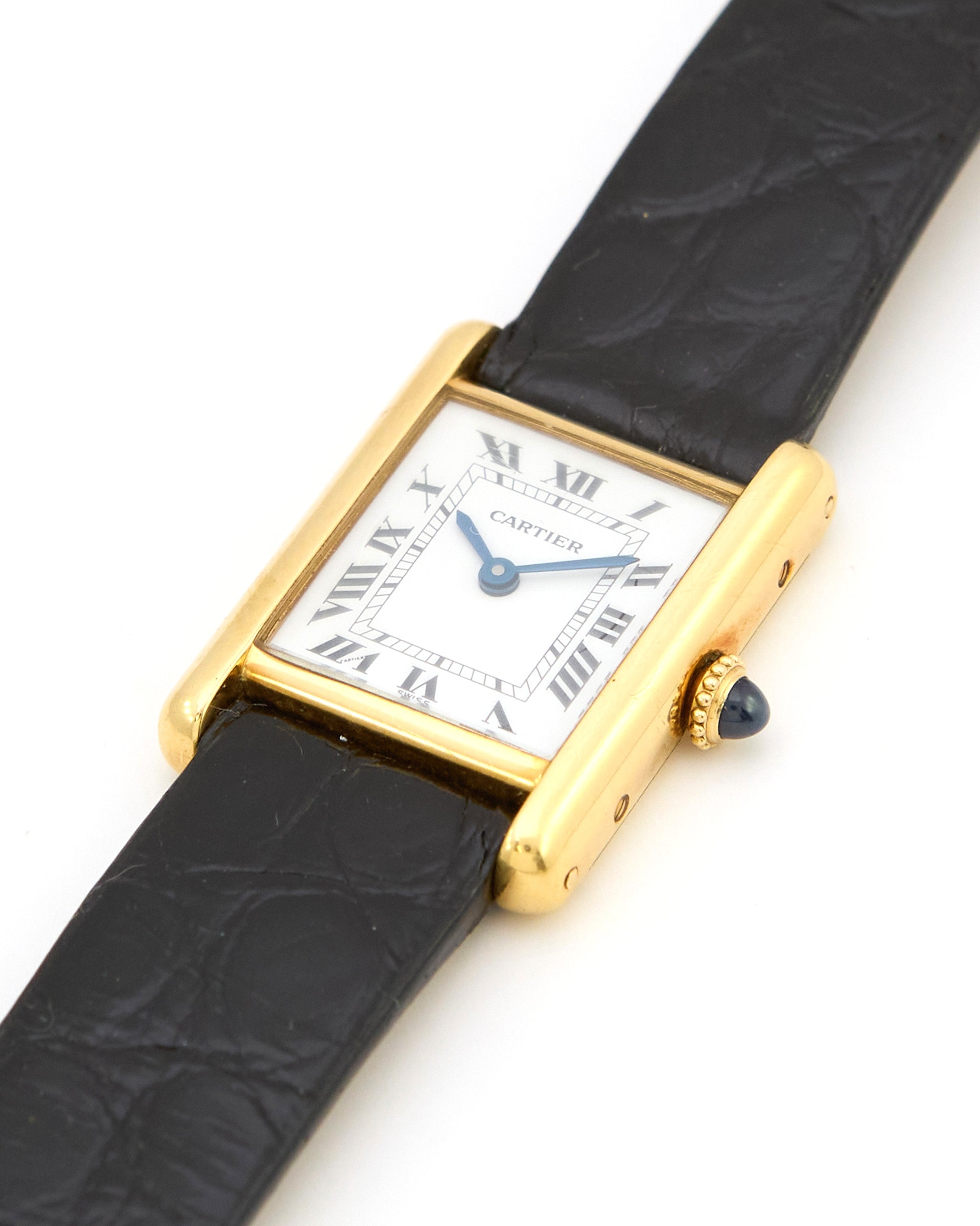 Cartier Tank Louis 78087 Swiss Dial in 18K Yellow Gold with Leather Strap and Buckle - Small Size