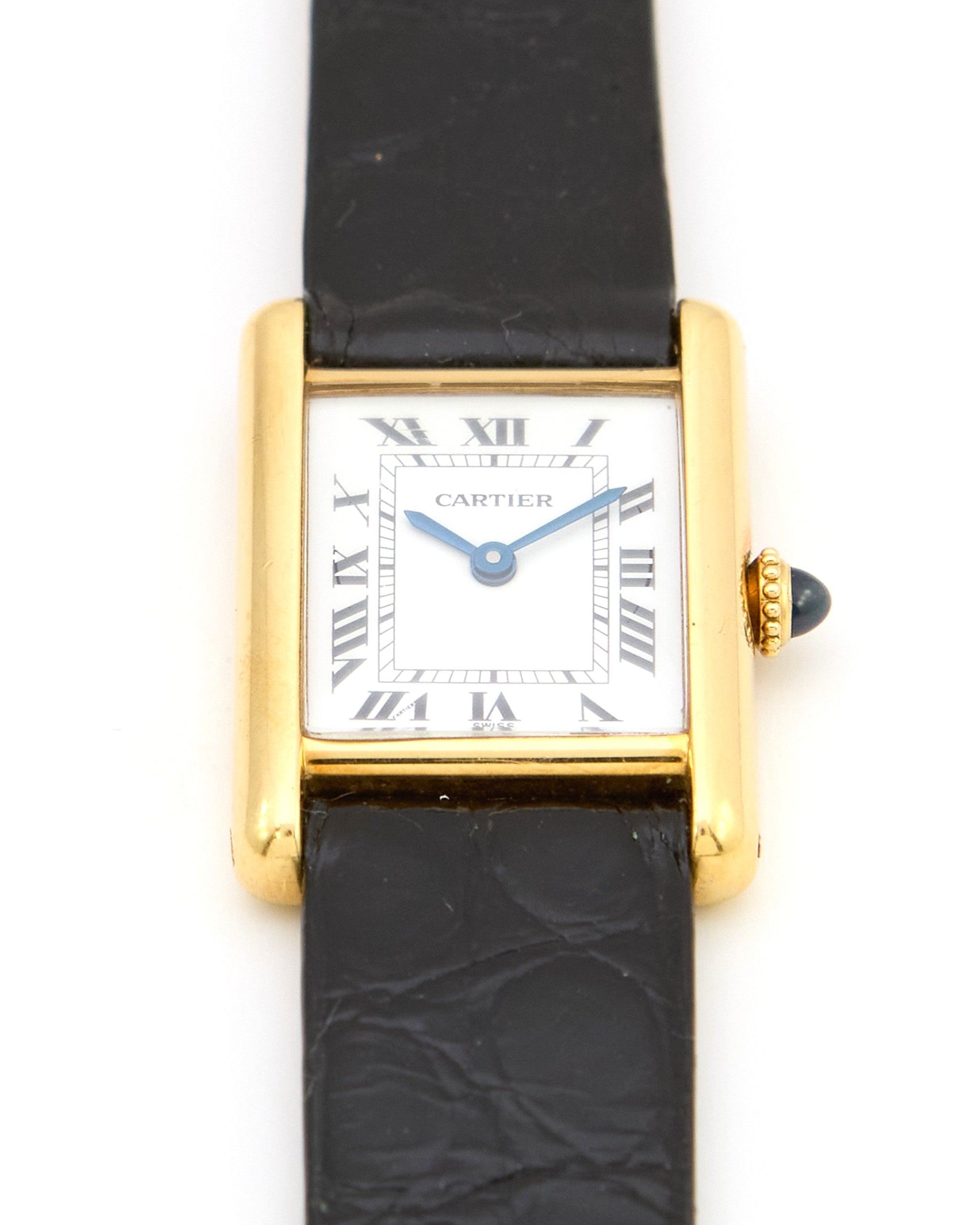 mページ Cartier Tank Louis 78087 Swiss Dial in 18K Yellow Gold with Leather St