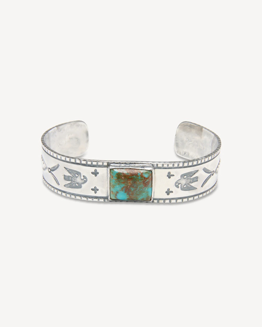 Square Turquoise Cuff with Thunderbird Design