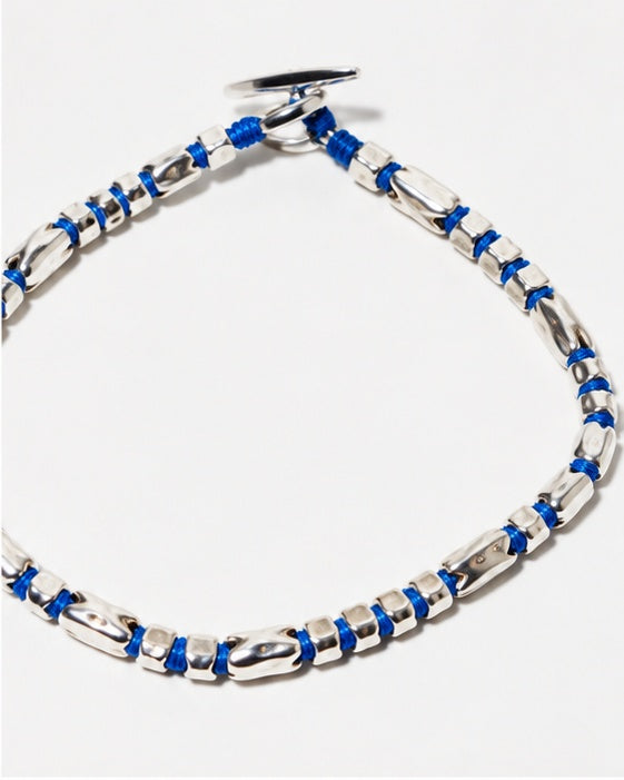 Dryp-2 Bracelet in Silver with Blue African Discs