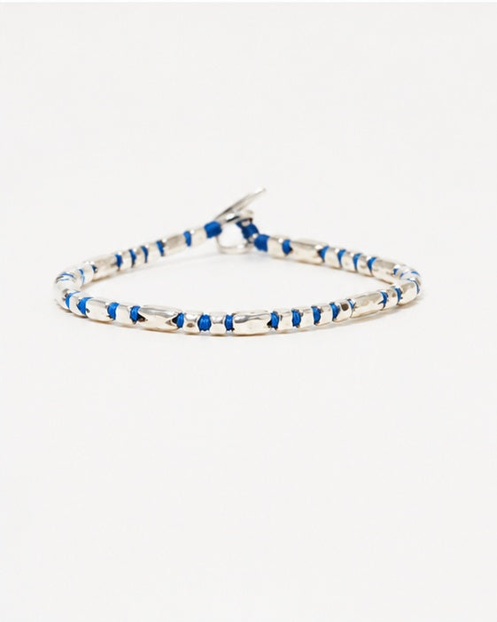Dryp-2 Bracelet in Silver with Blue African Discs