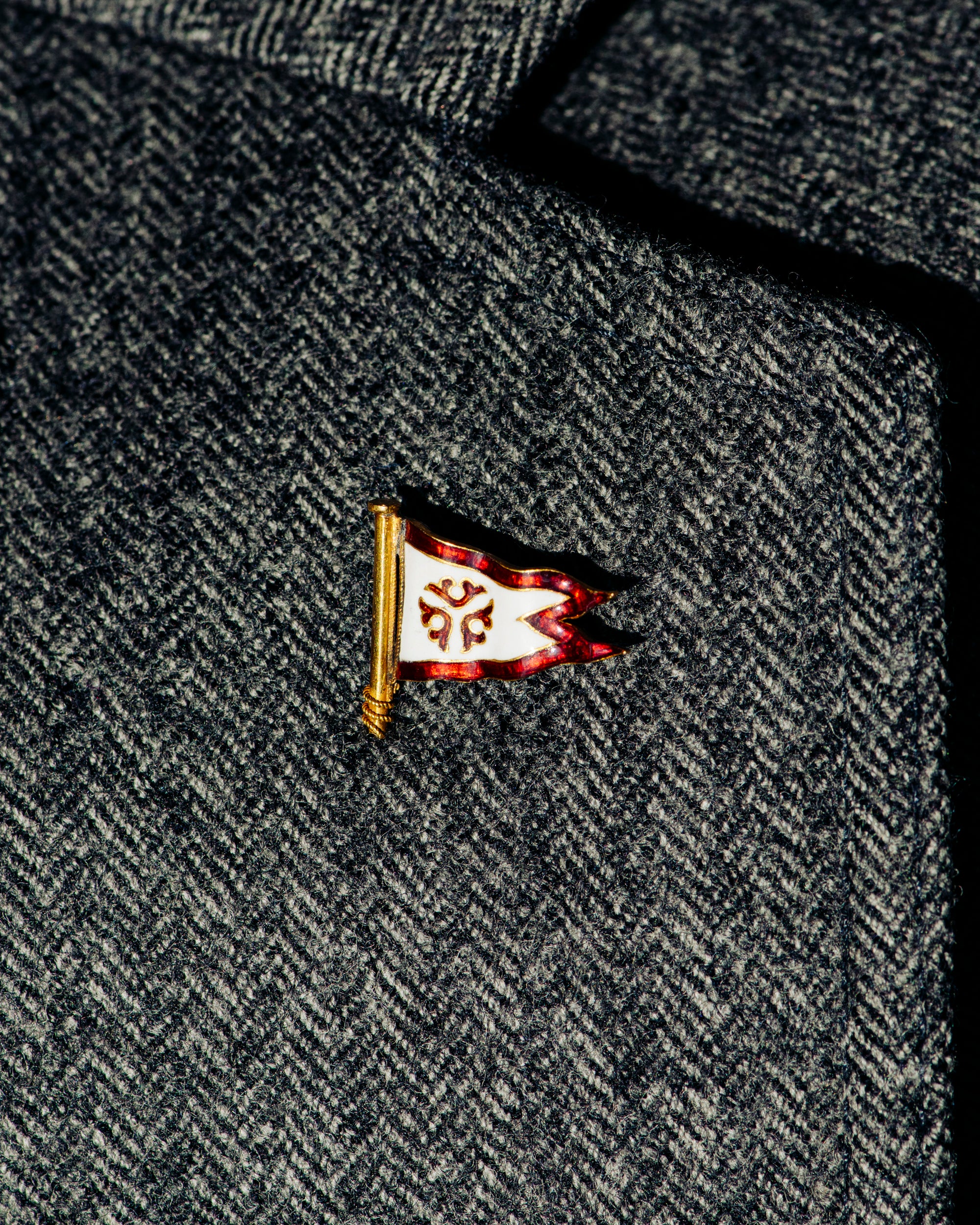 14K Gold Enamel Flag Stickpin