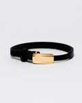 18k Leather with small ID - Yellow Gold