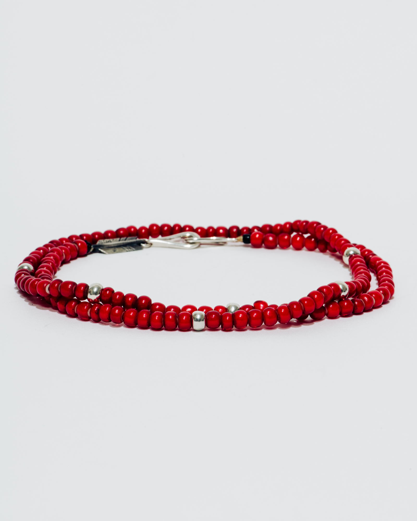 Antique Red Glass Beaded Necklace