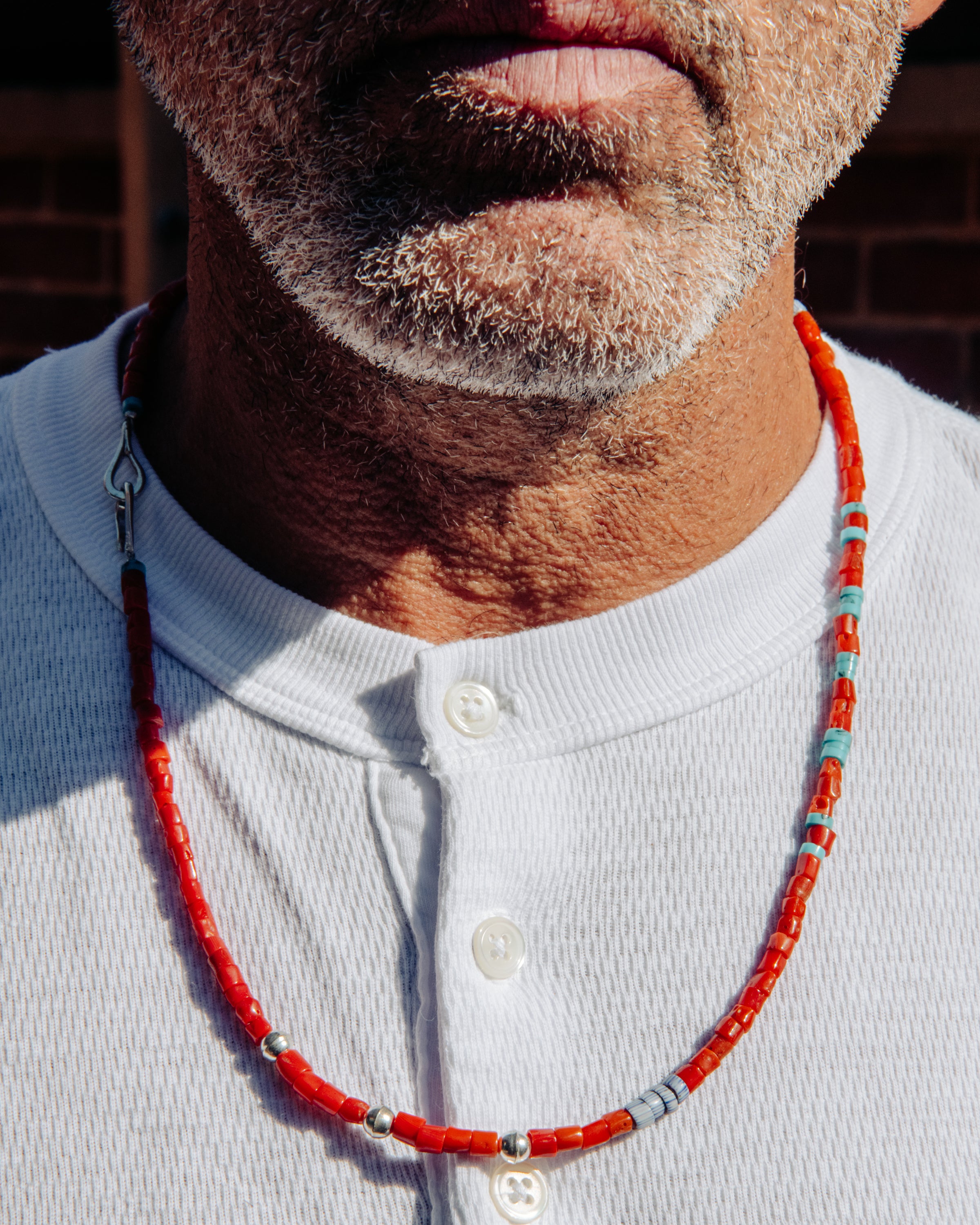 Buy the Mens Black Lava and Red Czech Beaded Necklace | JaeBee Jewelry