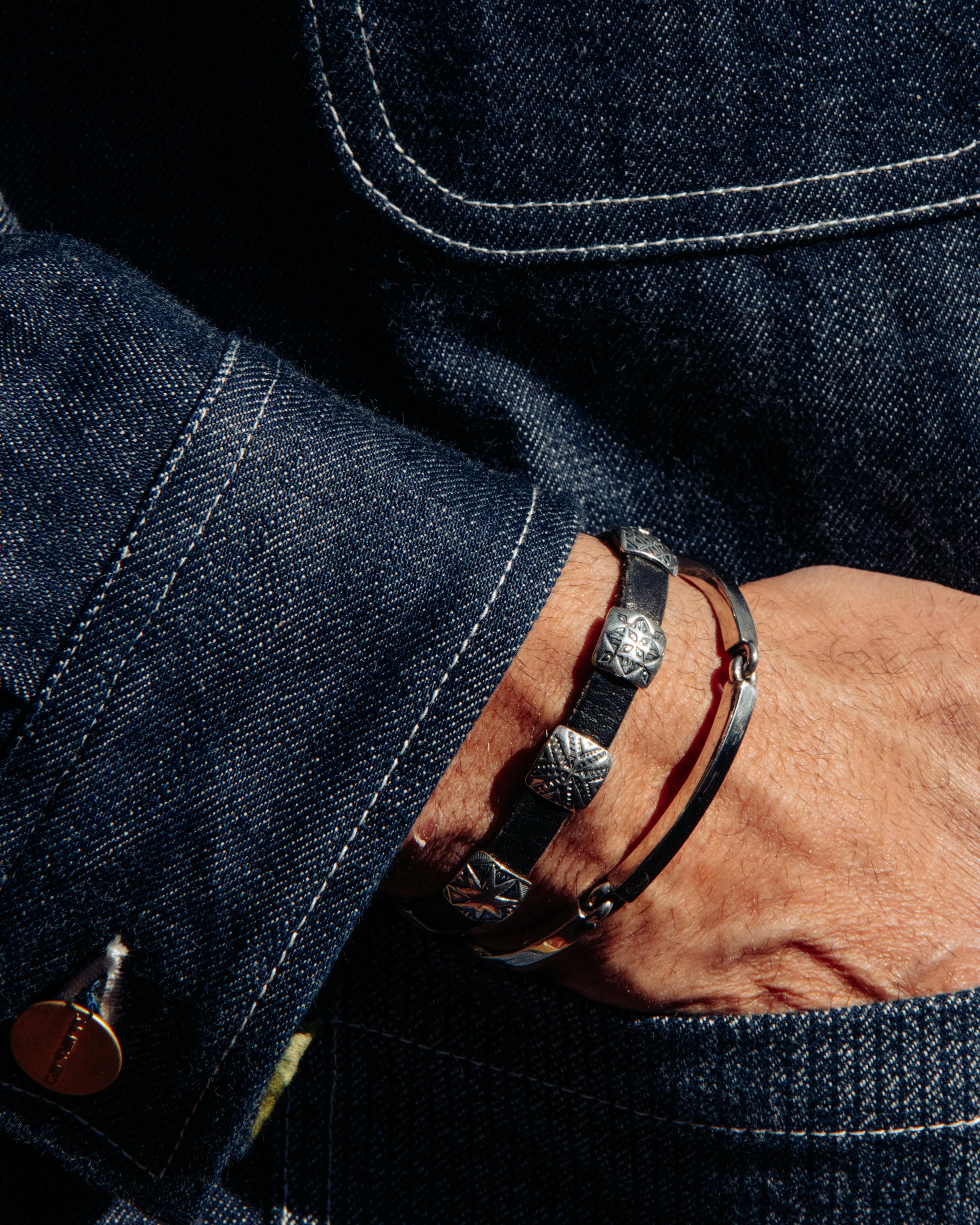 Leather sales concho bracelet