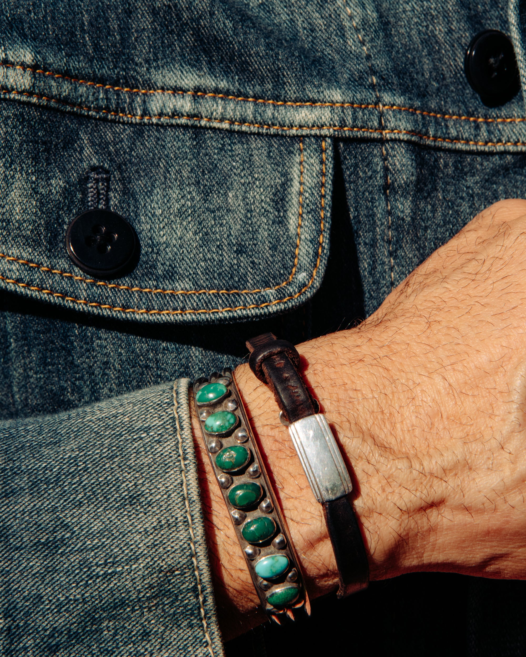 Sterling Silver Turquoise Seven Stone Cuff