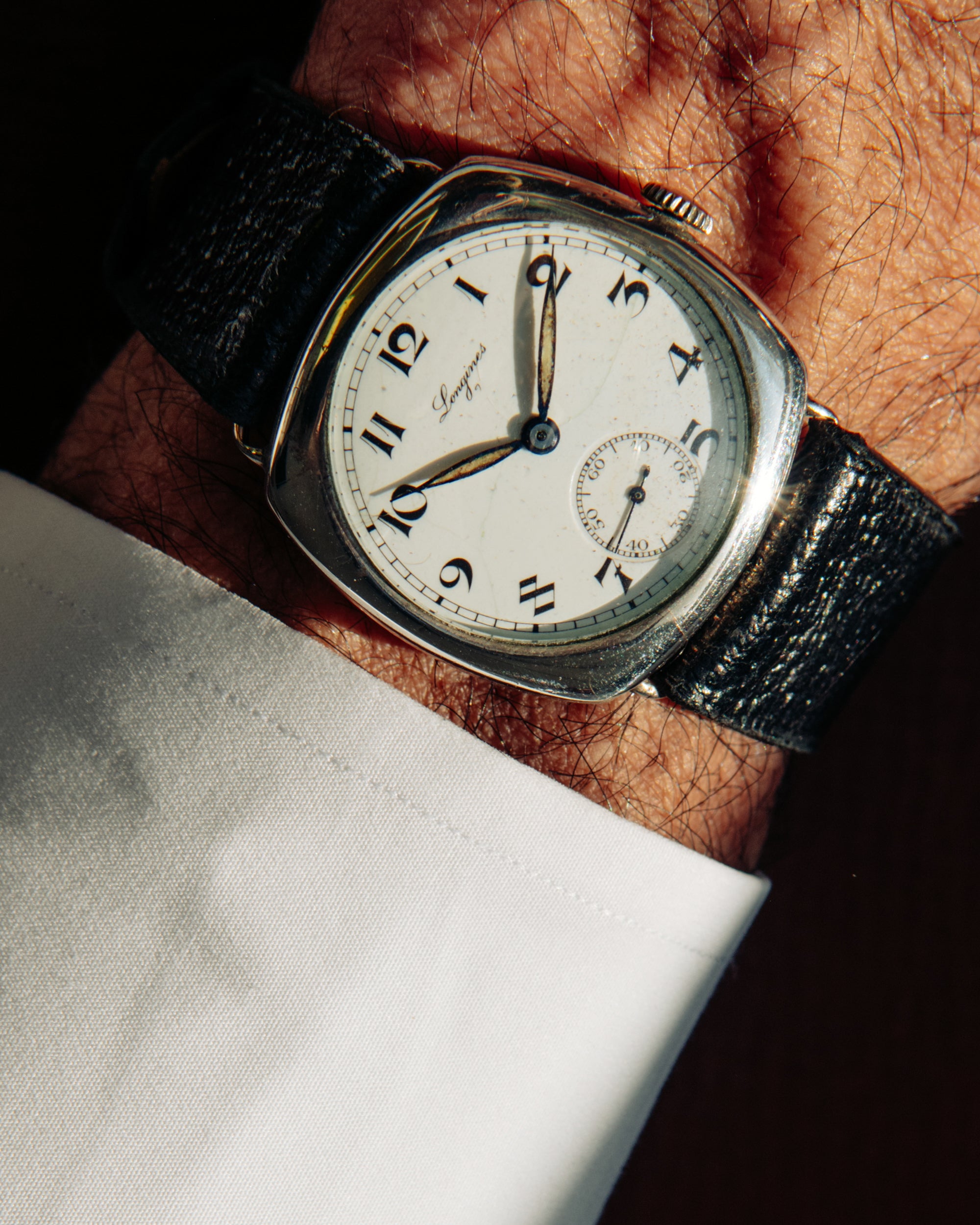 Cushion Silver Case with Porcelain Dial