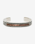 Sterling Silver Basket Weave Cuff with 18K Rose Gold Accent