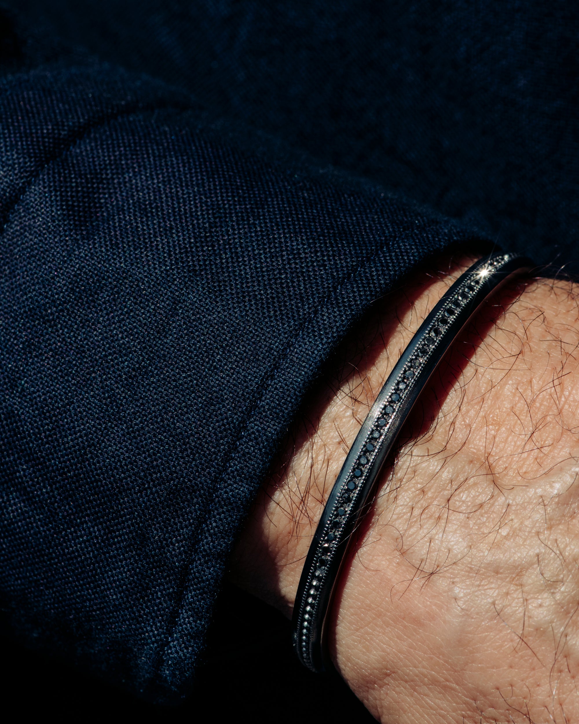 Black Rhodium Finish Sterling Silver w/Black Diamonds .5 cts Cuff