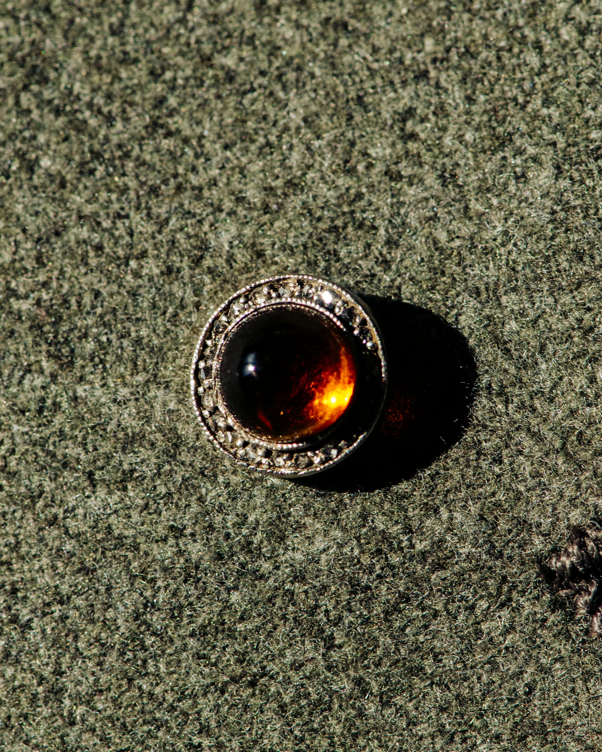 Vintage Cabochon Topaz and Diamond Stickpin